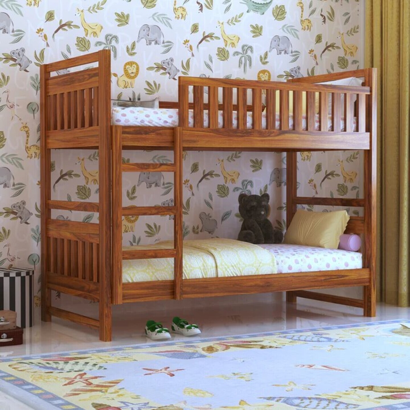 Gunnu Furniture Sheesham Wood Wooden Bunk Bed without storage