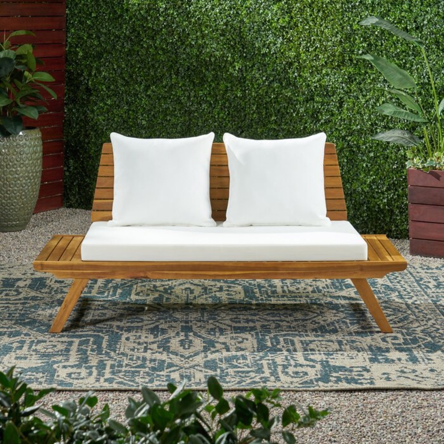 Gunnu Furniture Goa Solid Sheesham Wood Two Seater Lounge Sofa