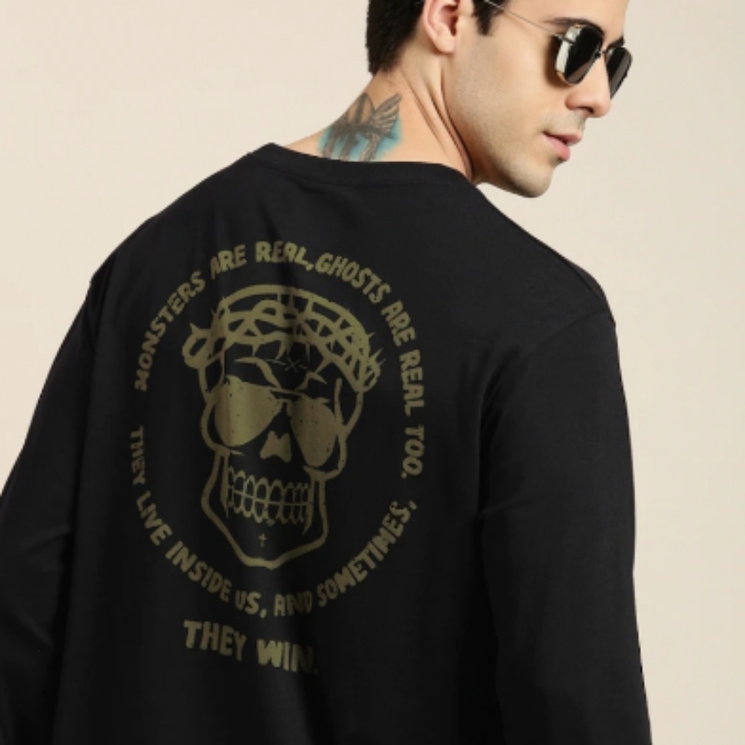 Difference of opinion black mens printed cotton tshirt