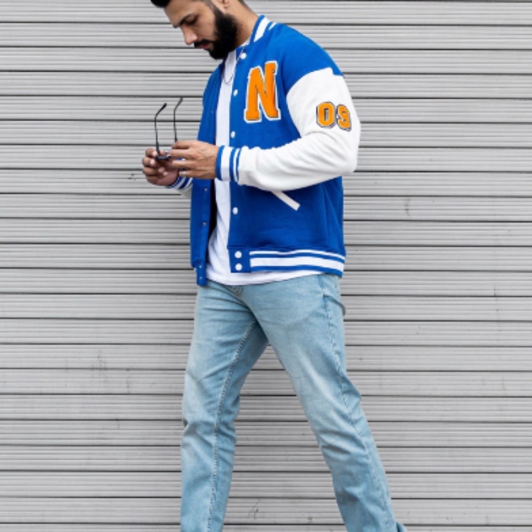 Royal blue varsity jacket 