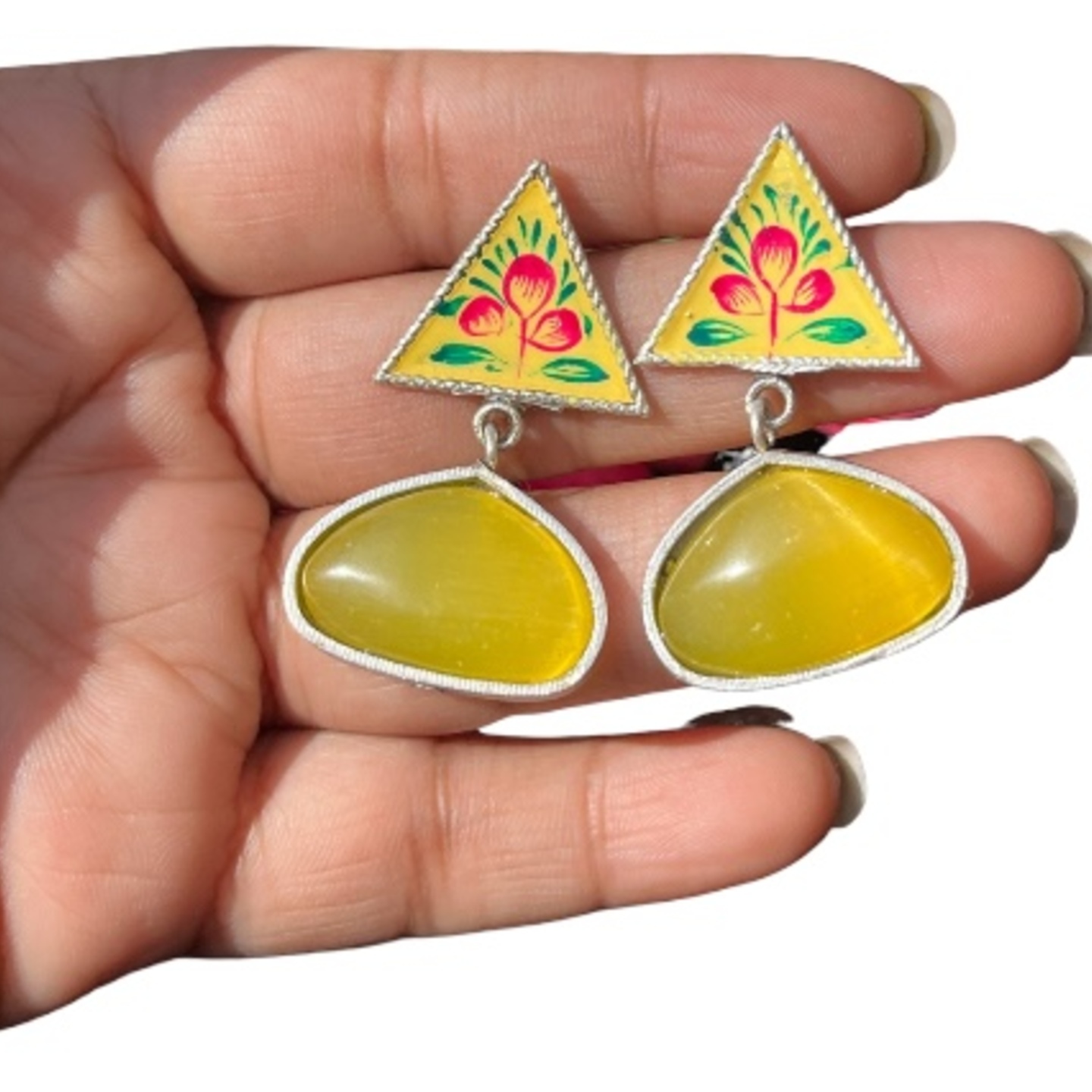SS Pyramid Prism Dangles - Yellow