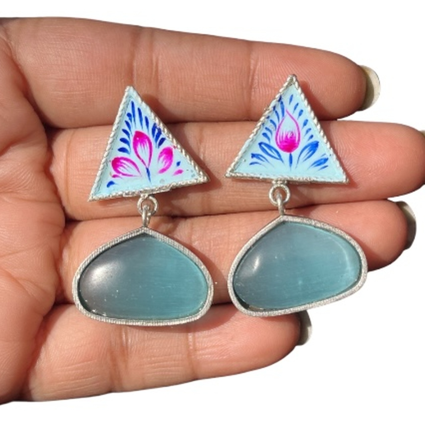 Sundar Sakhi Pyramid Prism Dangles - Blue