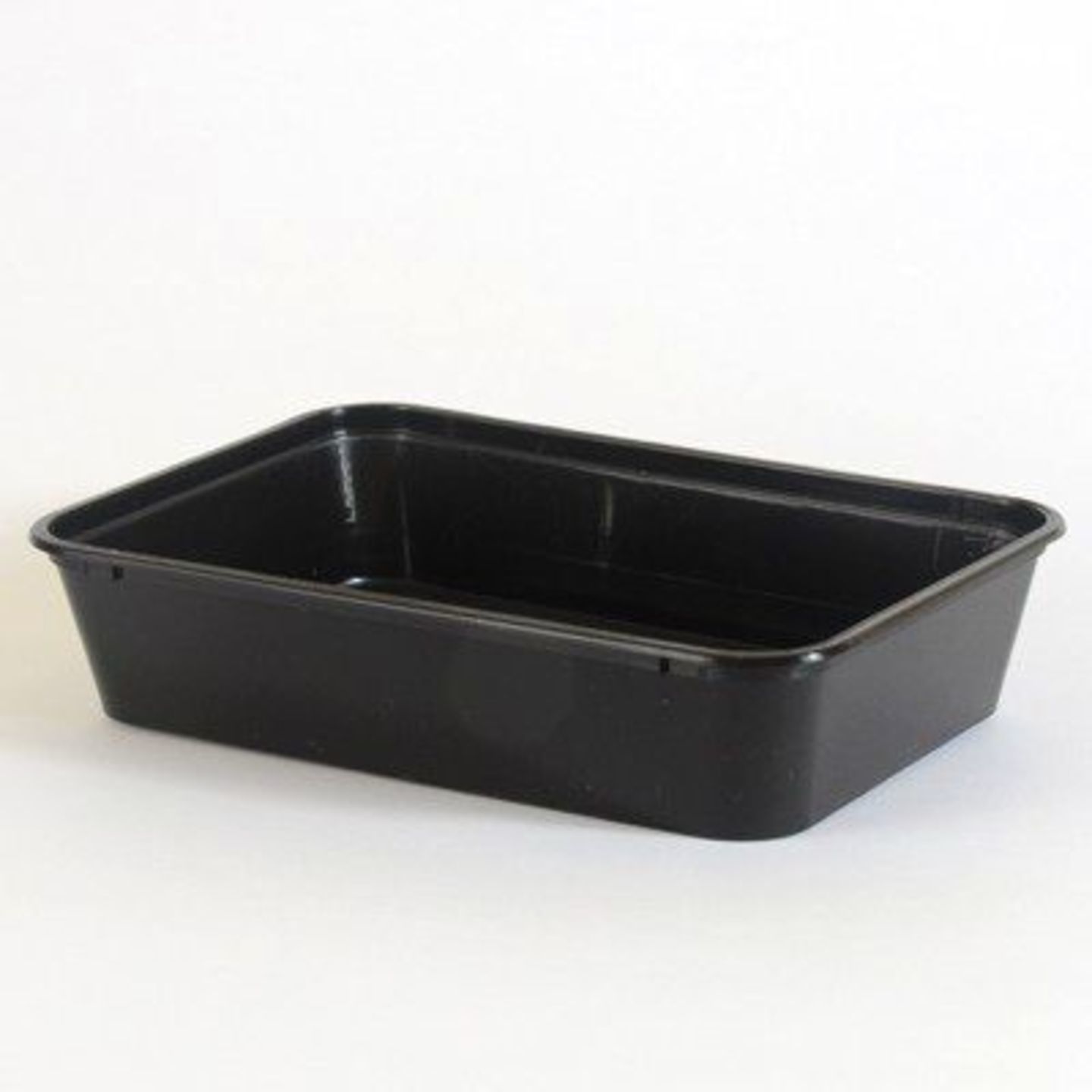 BLACK RECTANGULAR PLASTIC CONTAINER WITH LID