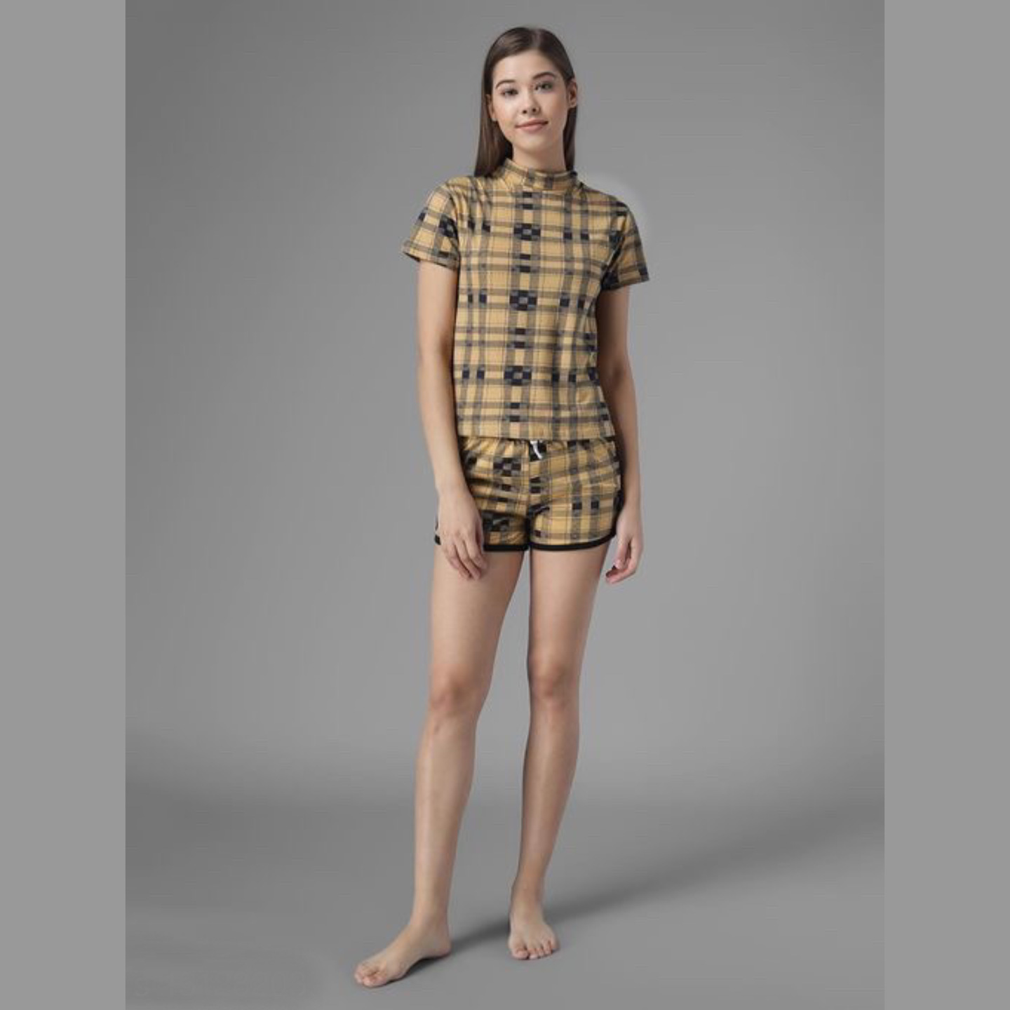 Rectangular Check top short