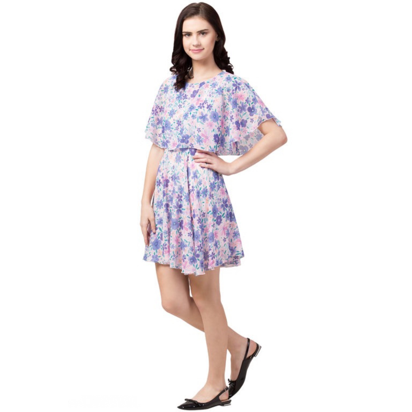 Purple flowers floral dress