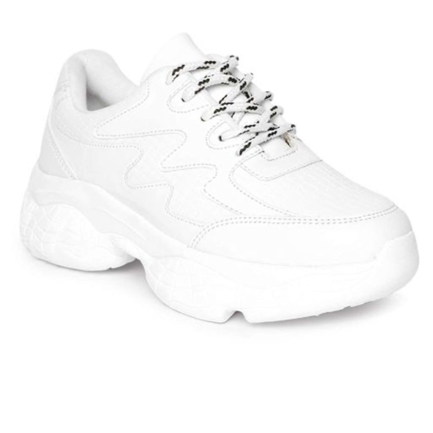 White zigzag high sole casual sneakers