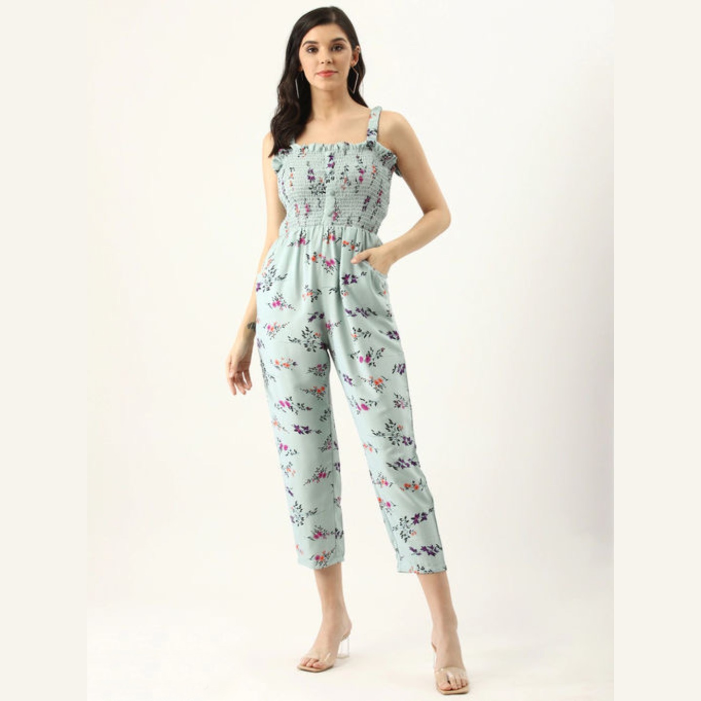 Floral blue jumpsuit