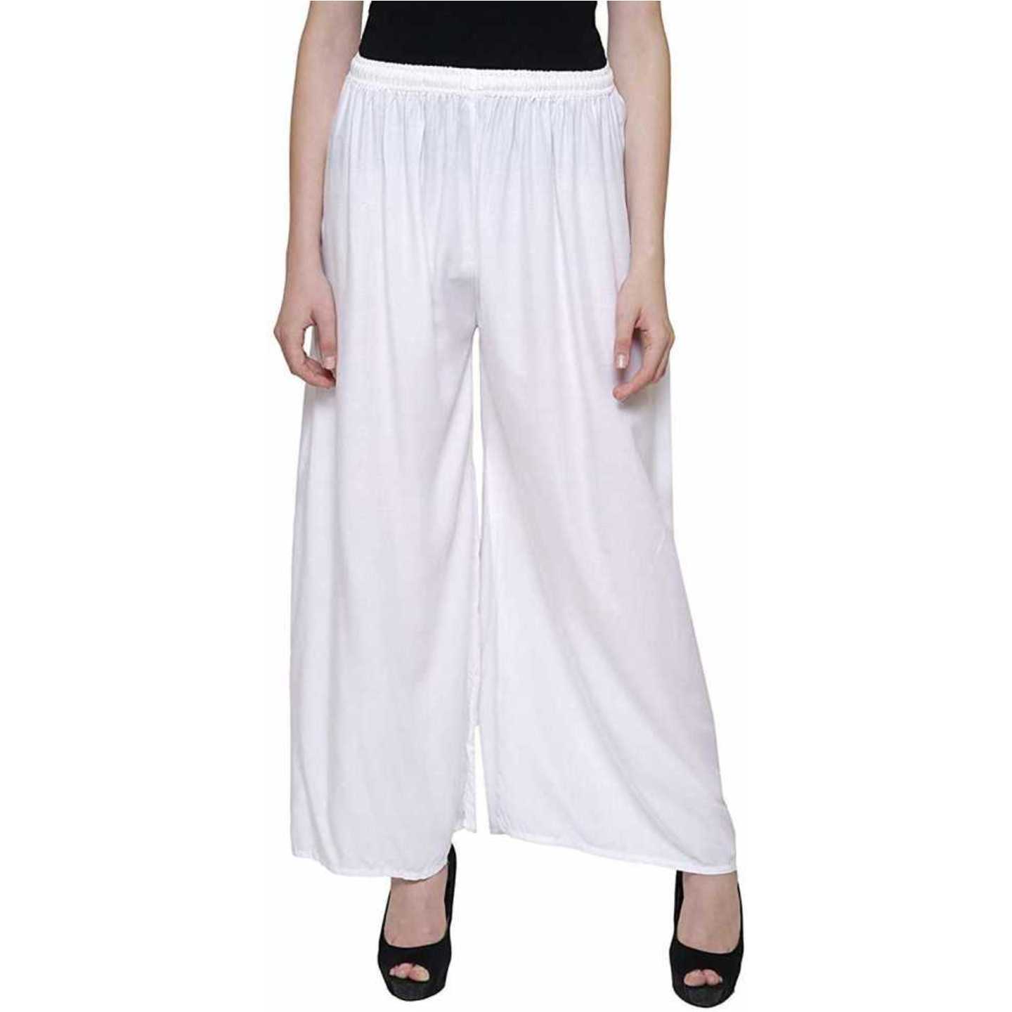 Womens Regular Fit Rayon White Palazzo 38 Inc. Length