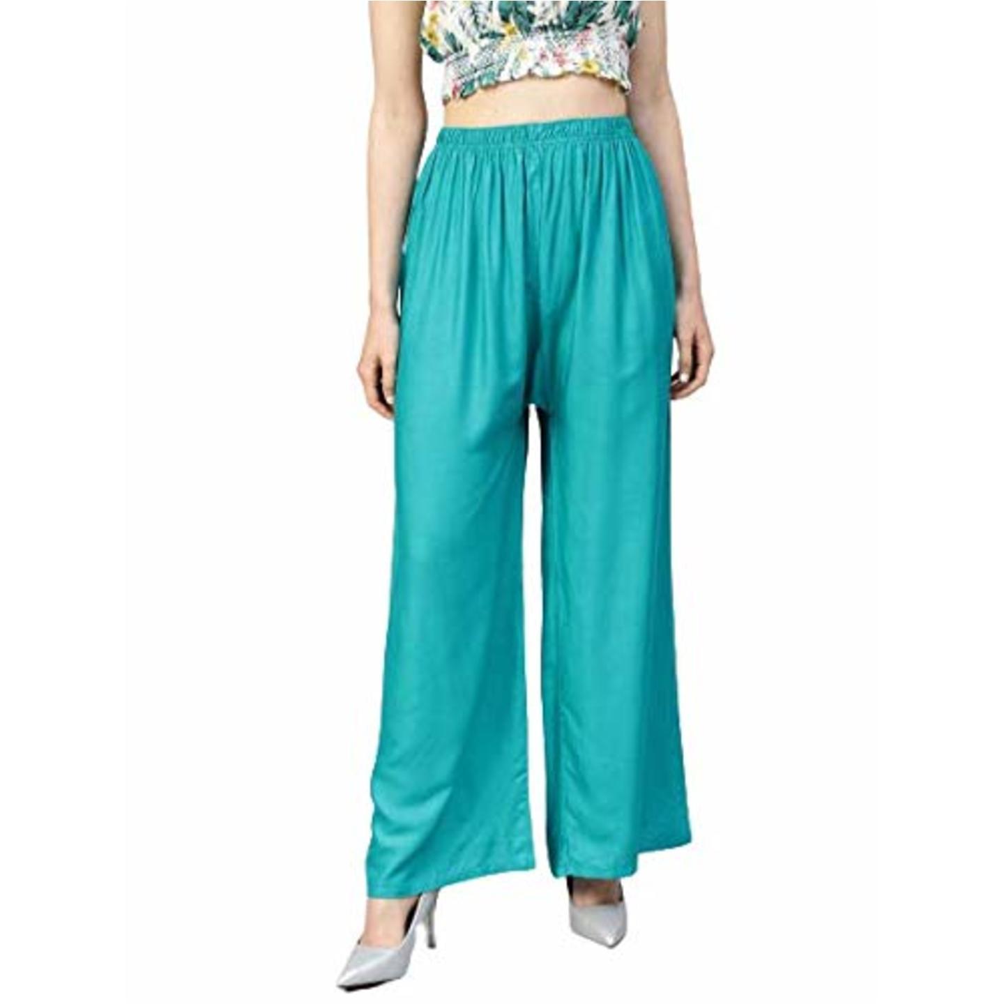 Womens Regular Fit Rayon RamaGreen Palazzo 38 Inc. Length