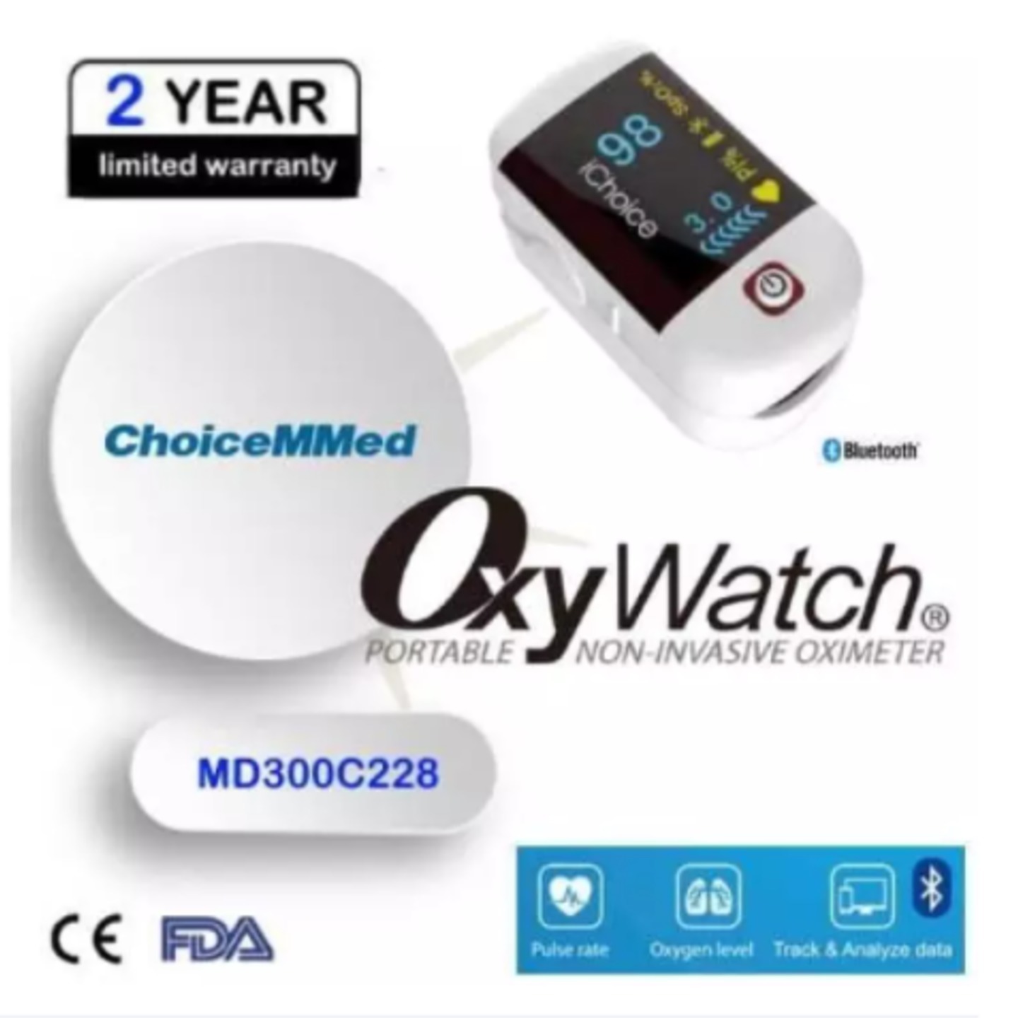 ChoiceMMed Fingertip Pulse Oximeter Oxywatch