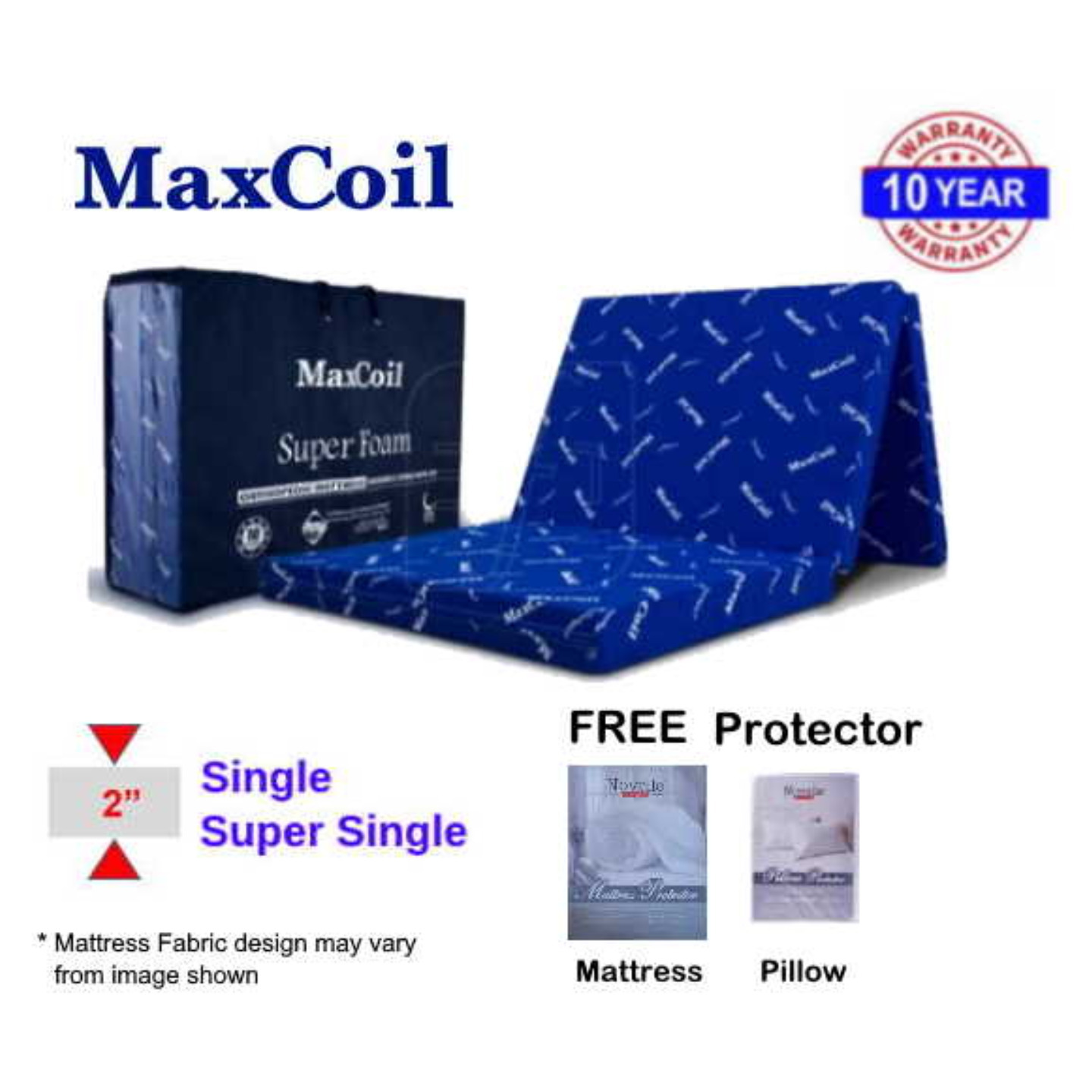 MaxCoil SUPERFOAM Foldable 2in Mattress Super Single