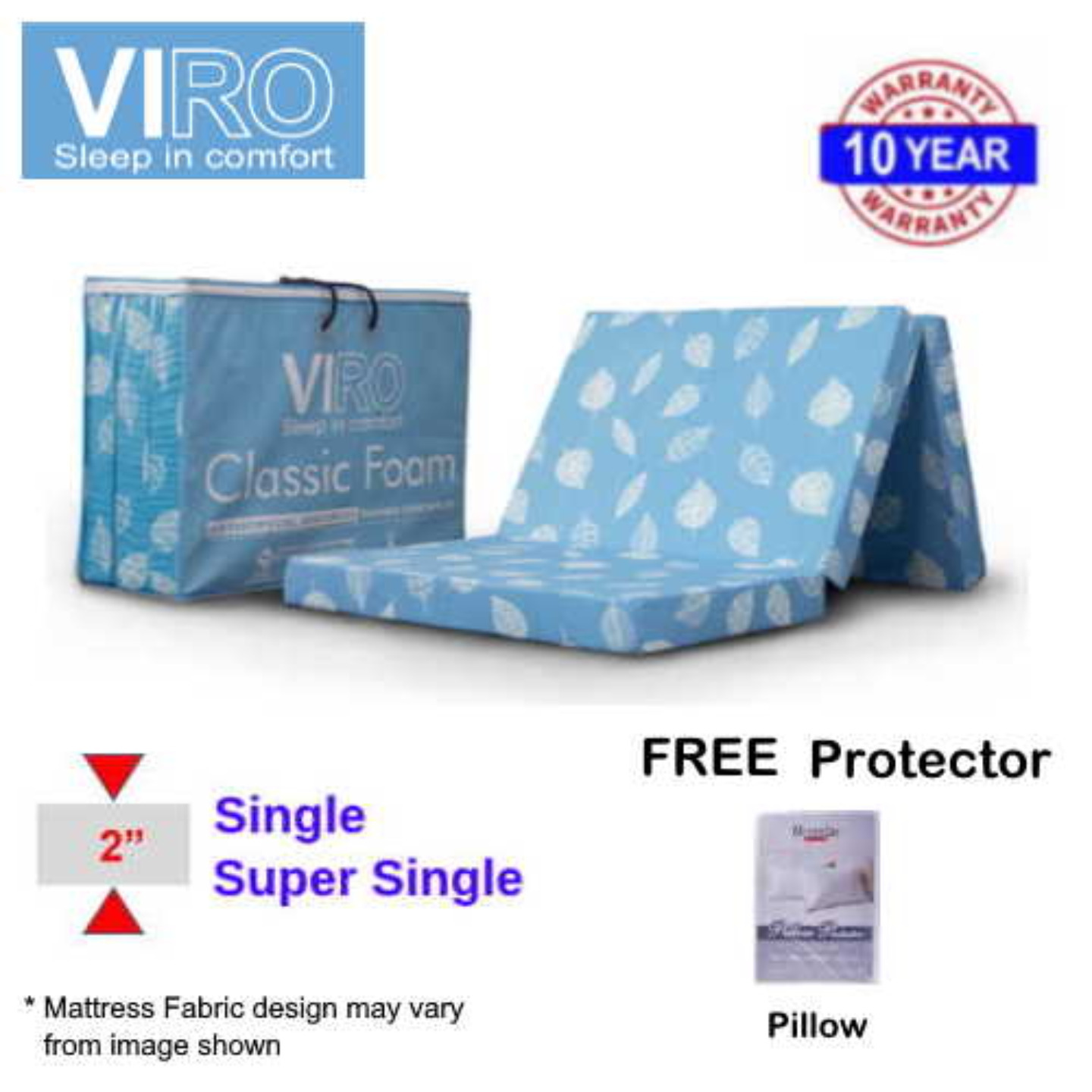 VIRO Classic Foldable 2in Mattress Single