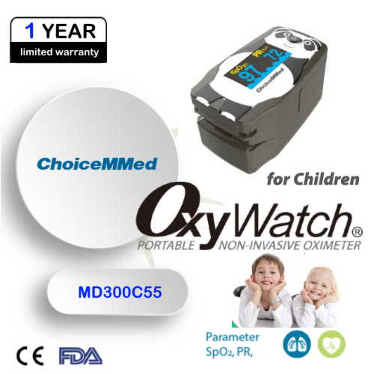 ChoiceMMed Fingertip Pulse Oximeter Oxywatch for children