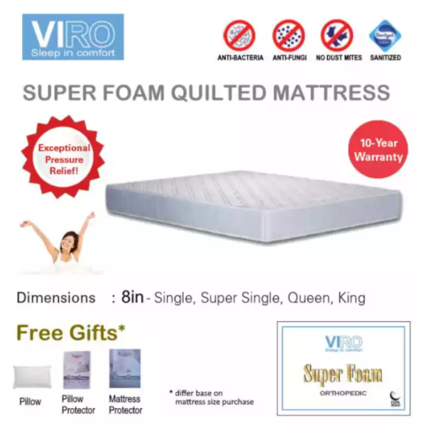SUPER FOAM QUILTED MATTRESS 8in thickness QUEEN