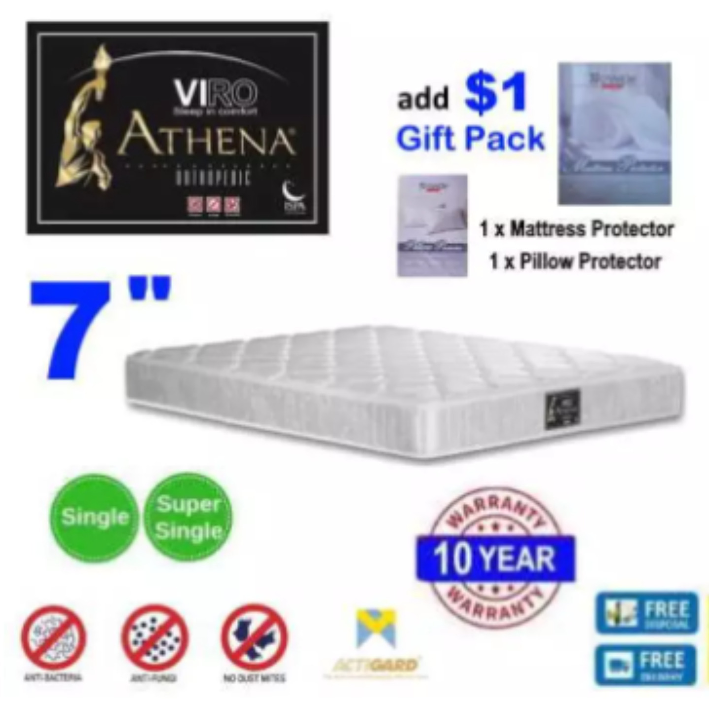 Viro Athena Orthopedic Spring Mattress 7 Single