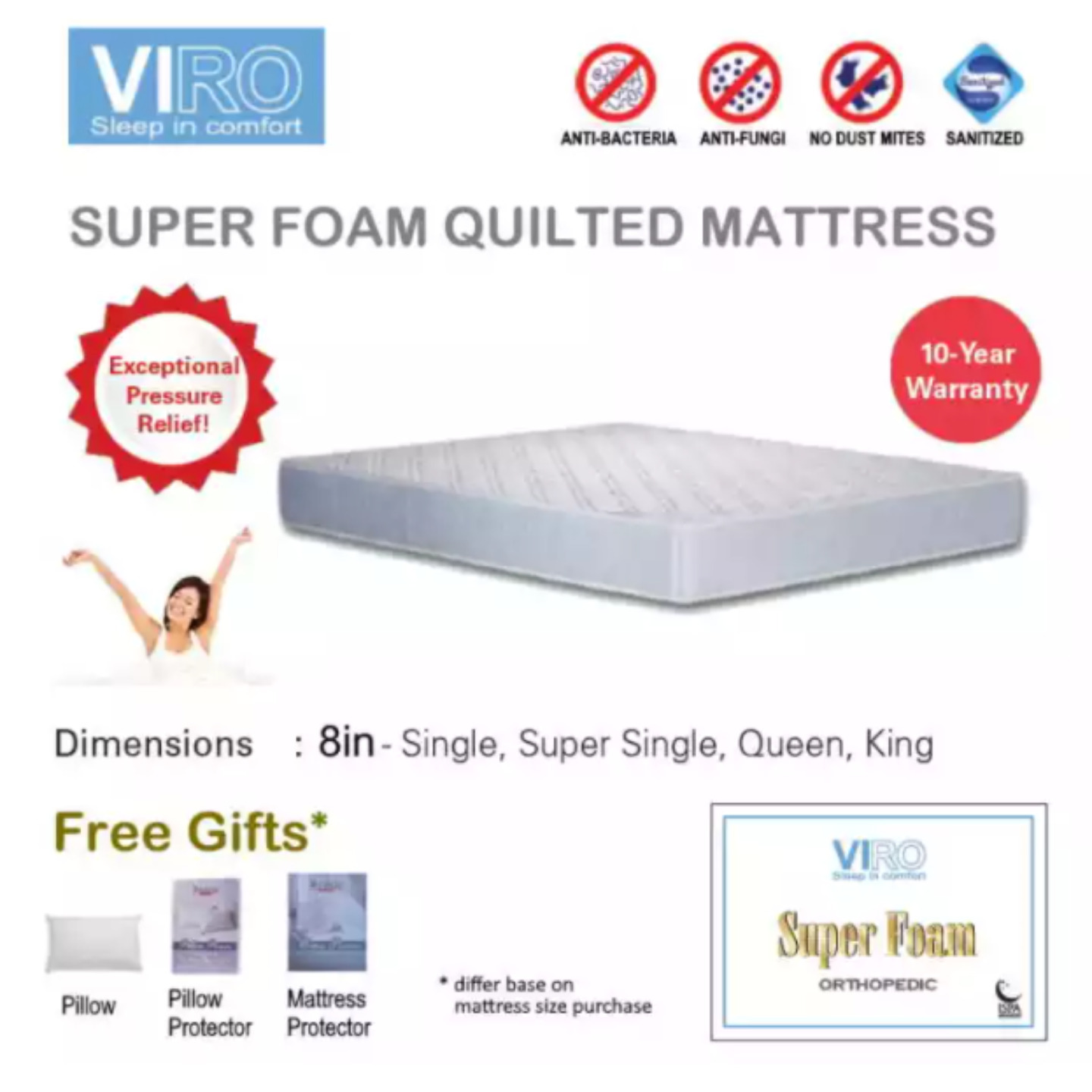 SUPER FOAM QUILTED MATTRESS 8in thickness SUPER SINGLE
