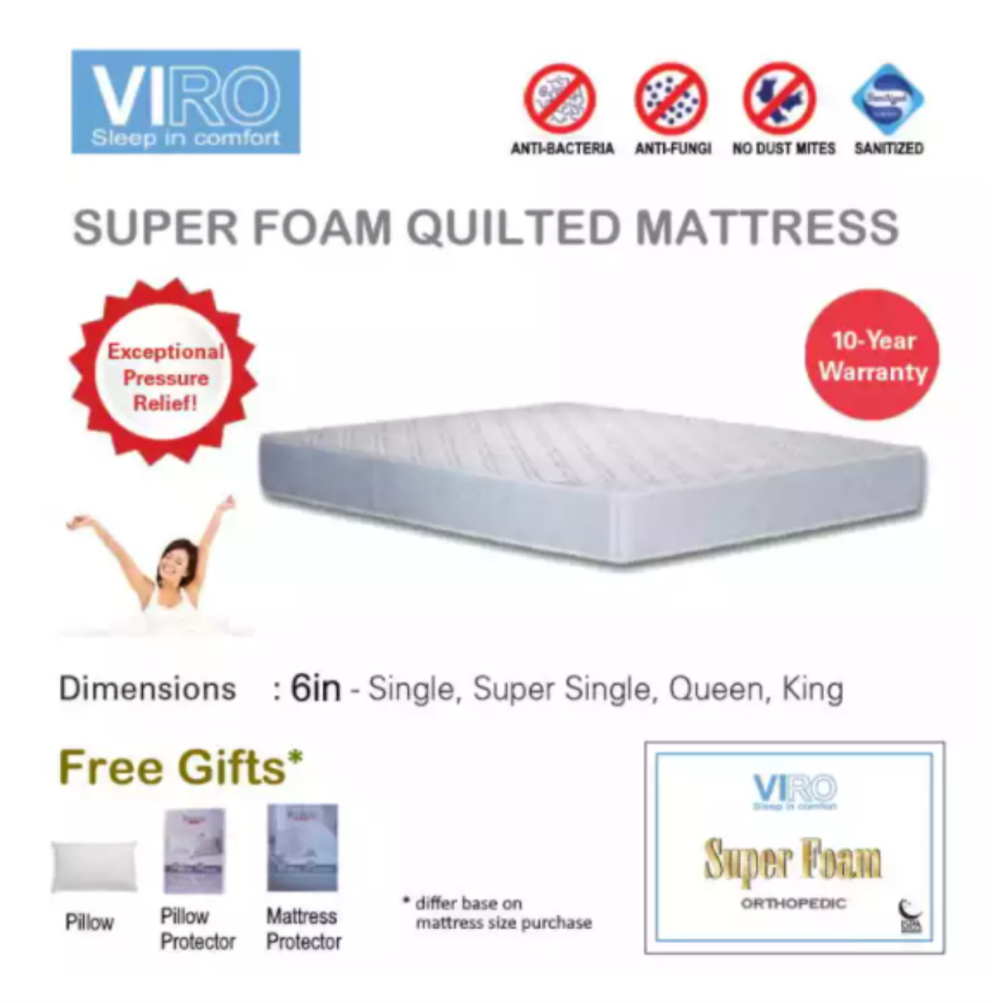 SUPER FOAM QUILTED MATTRESS 6in thickness KING