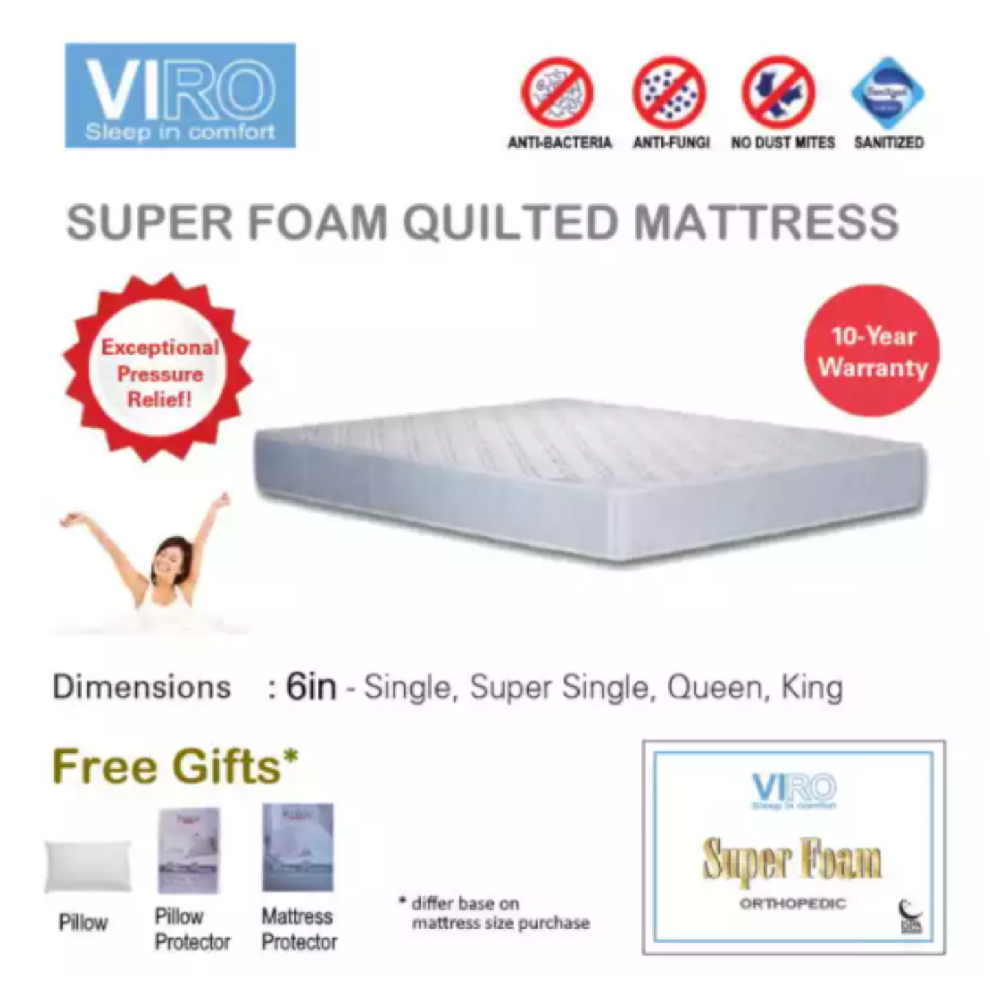 SUPER FOAM QUILTED MATTRESS 6in thickness SUPER SINGLE