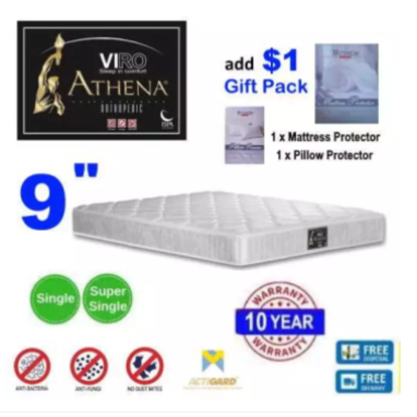 Viro Athena Orthopedic Spring Mattress 9in King