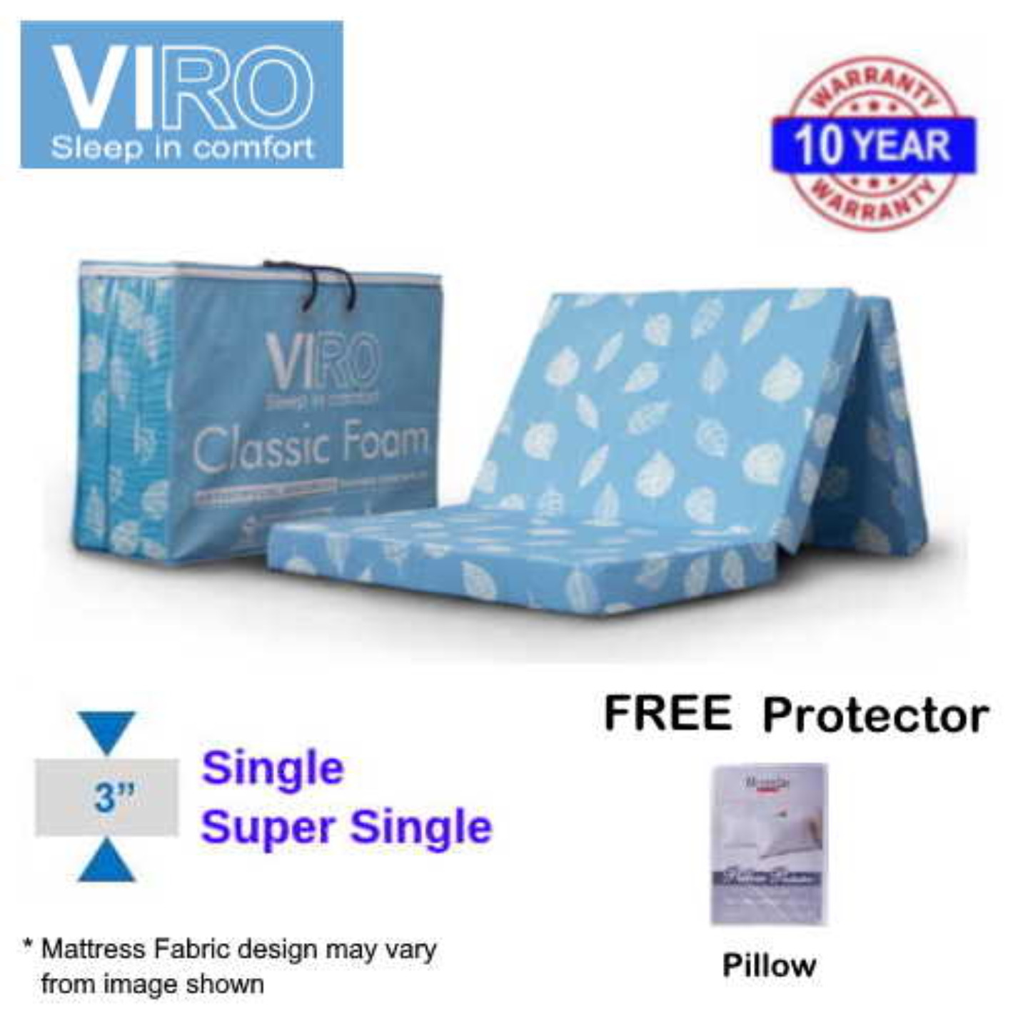 VIRO Classic Foldable 3in Mattress Super Single