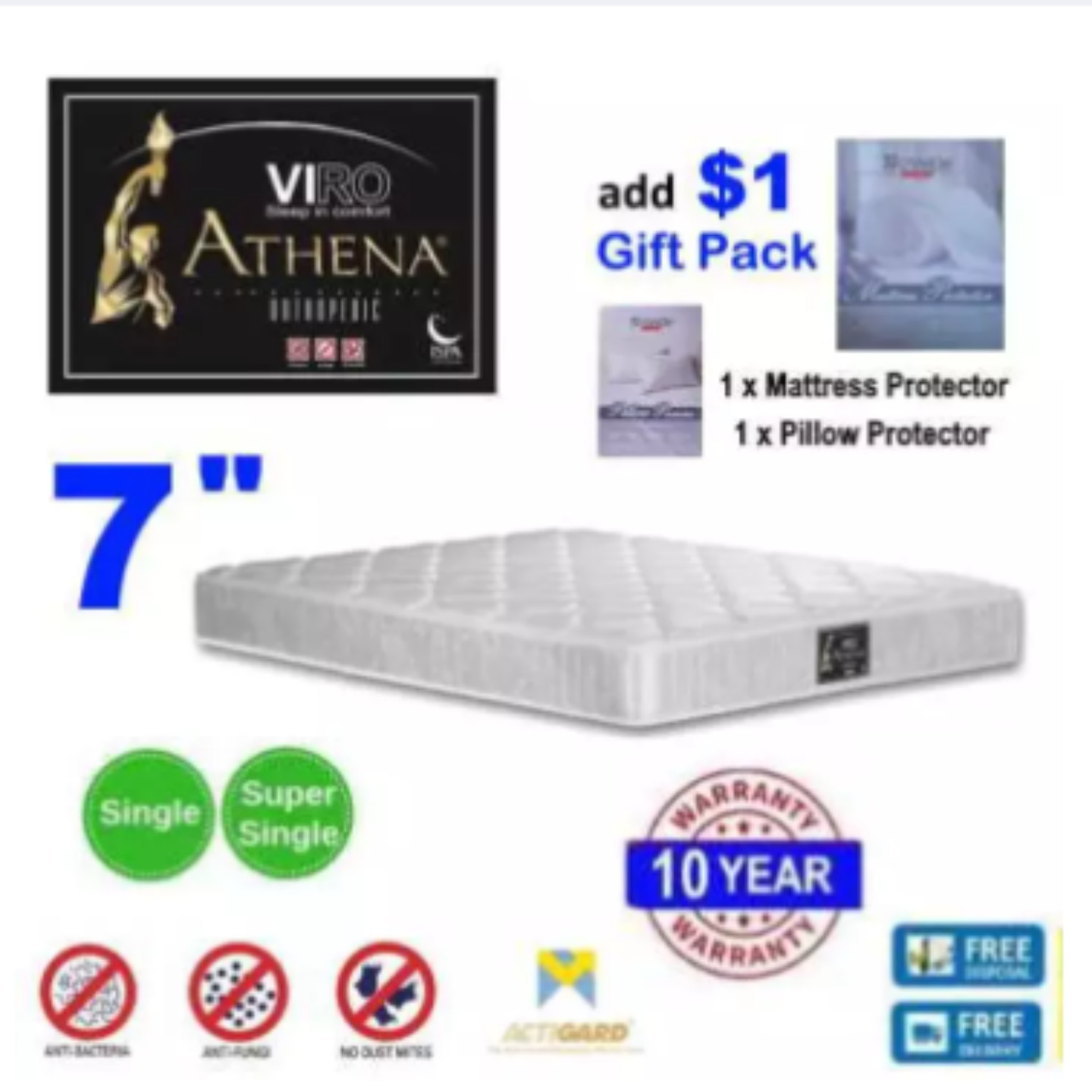Viro Athena Orthopedic Spring Mattress 7 Super Single