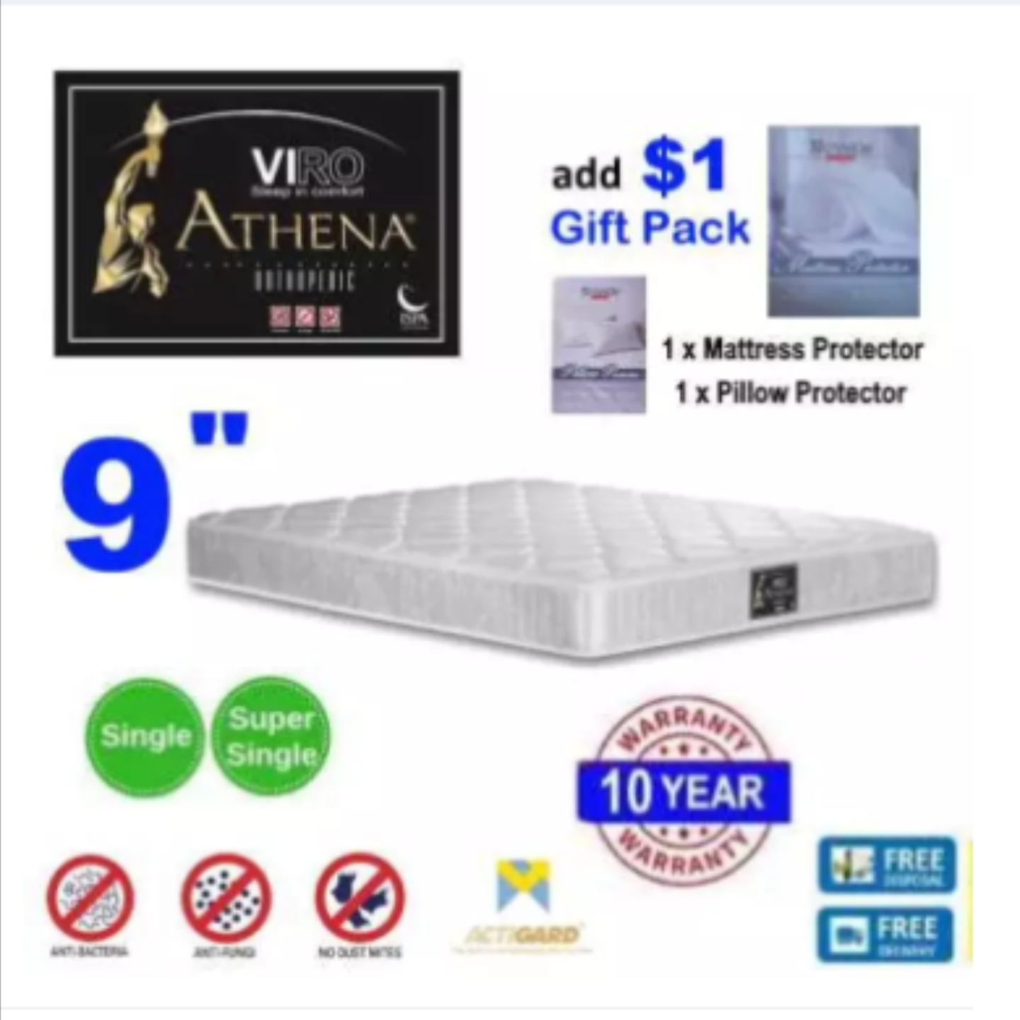 Viro Athena Orthopedic Spring Mattress 9in Single