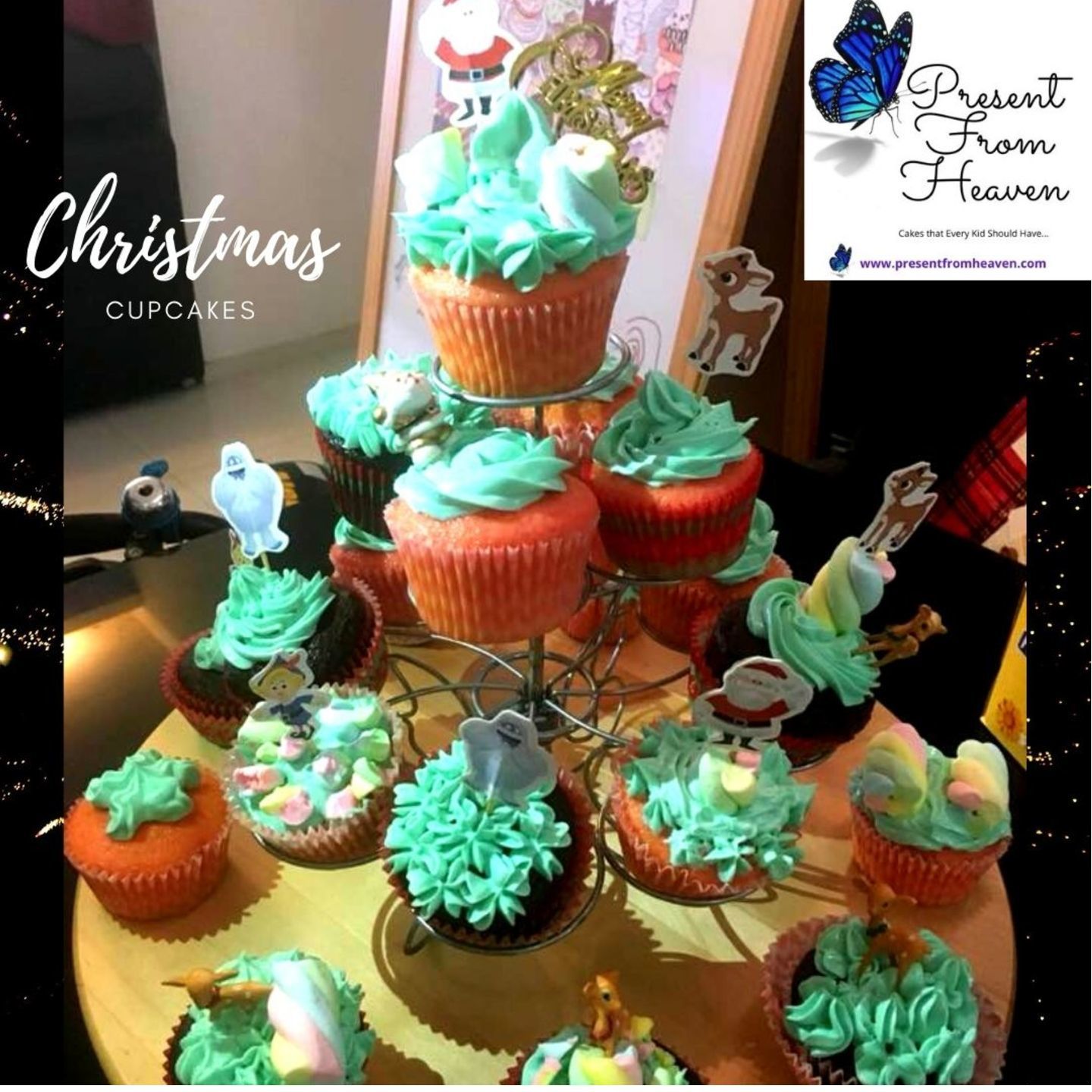 Christmas Cupcakes Mixed Flavours of Chocolate and Strawberry