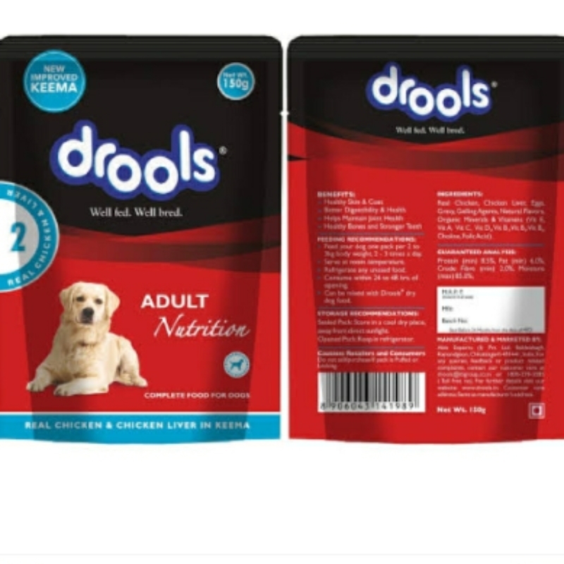 Drools Wet Food Real Chicken &Liver Keema Adult Wet Pouch 150g