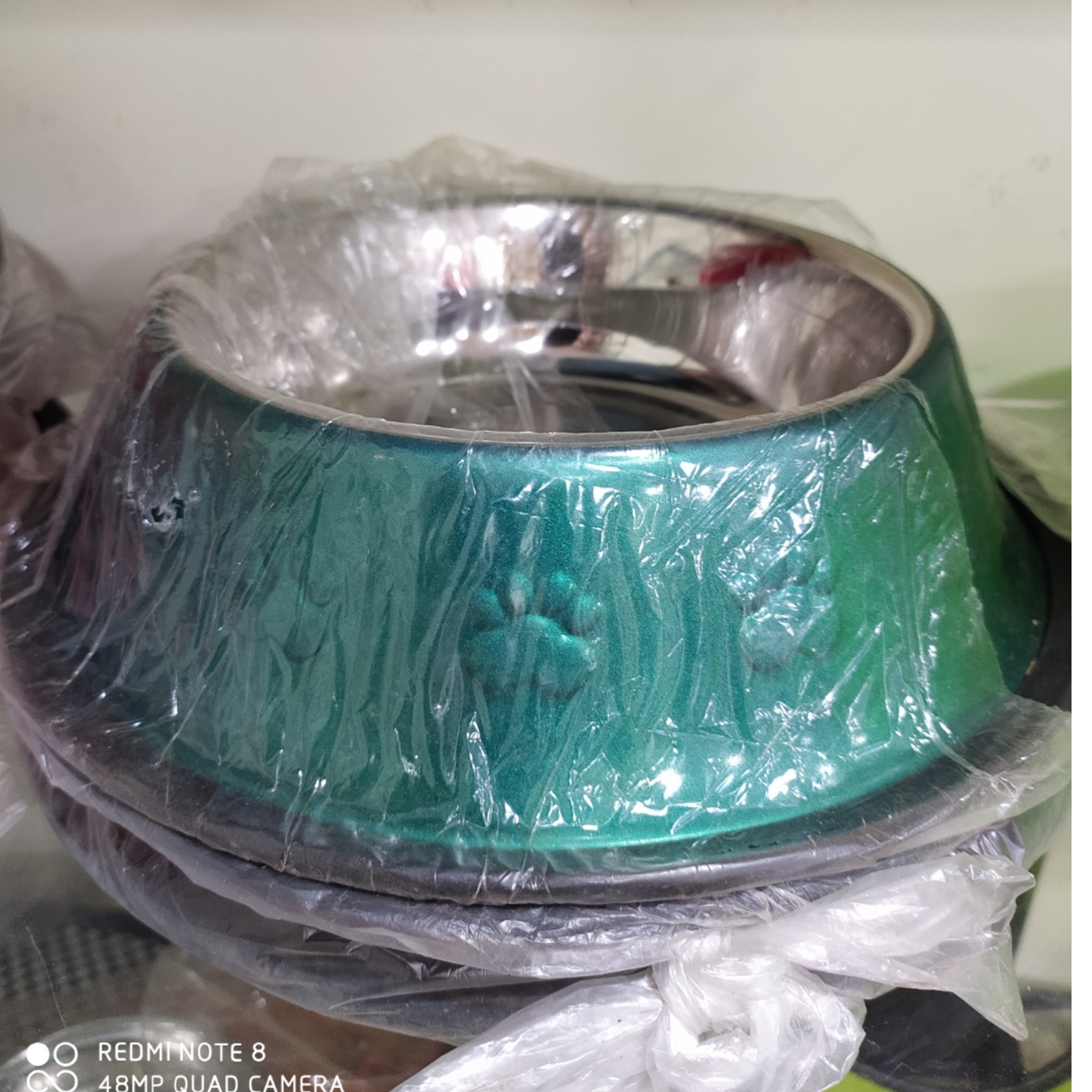 Pet Food Bowl Stainless-Steel Green