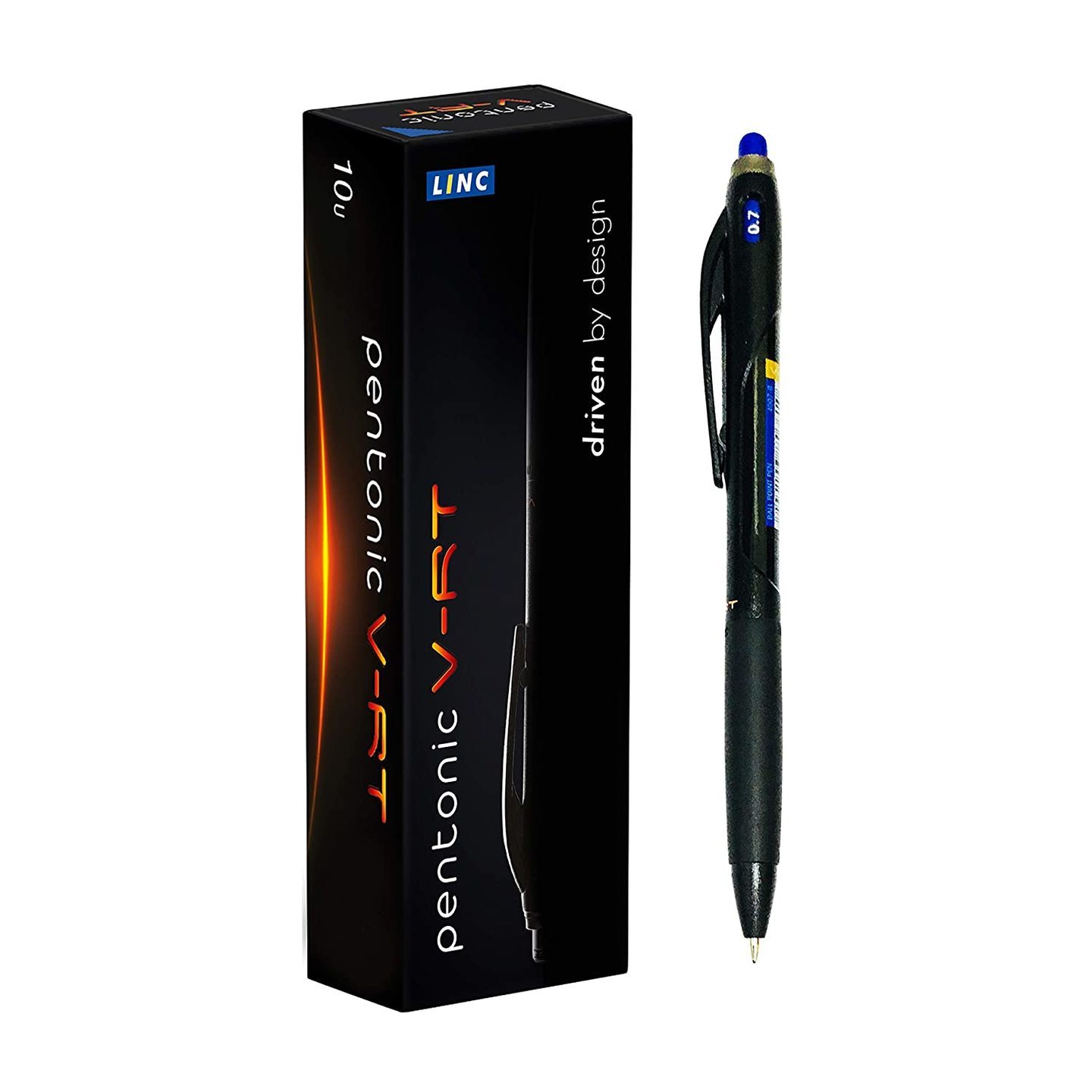 Linc Pentonic V-RT Ball Point Pen (0.7mm, Blue Ink), Pack of 10