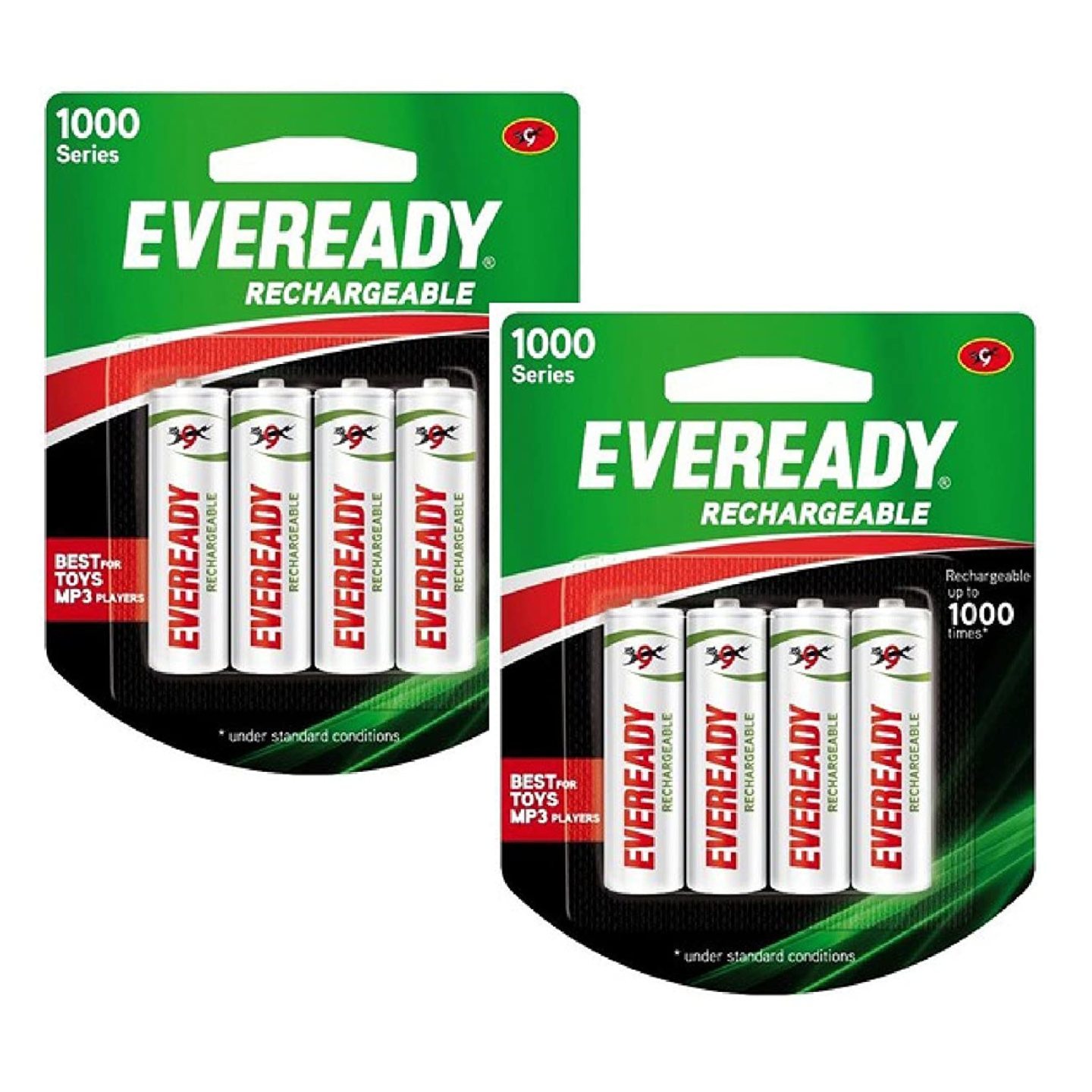 Eveready Rechargeable AA Battery, 08 Pieces Pack, White (1000 Series, BP4 700 NIMH)