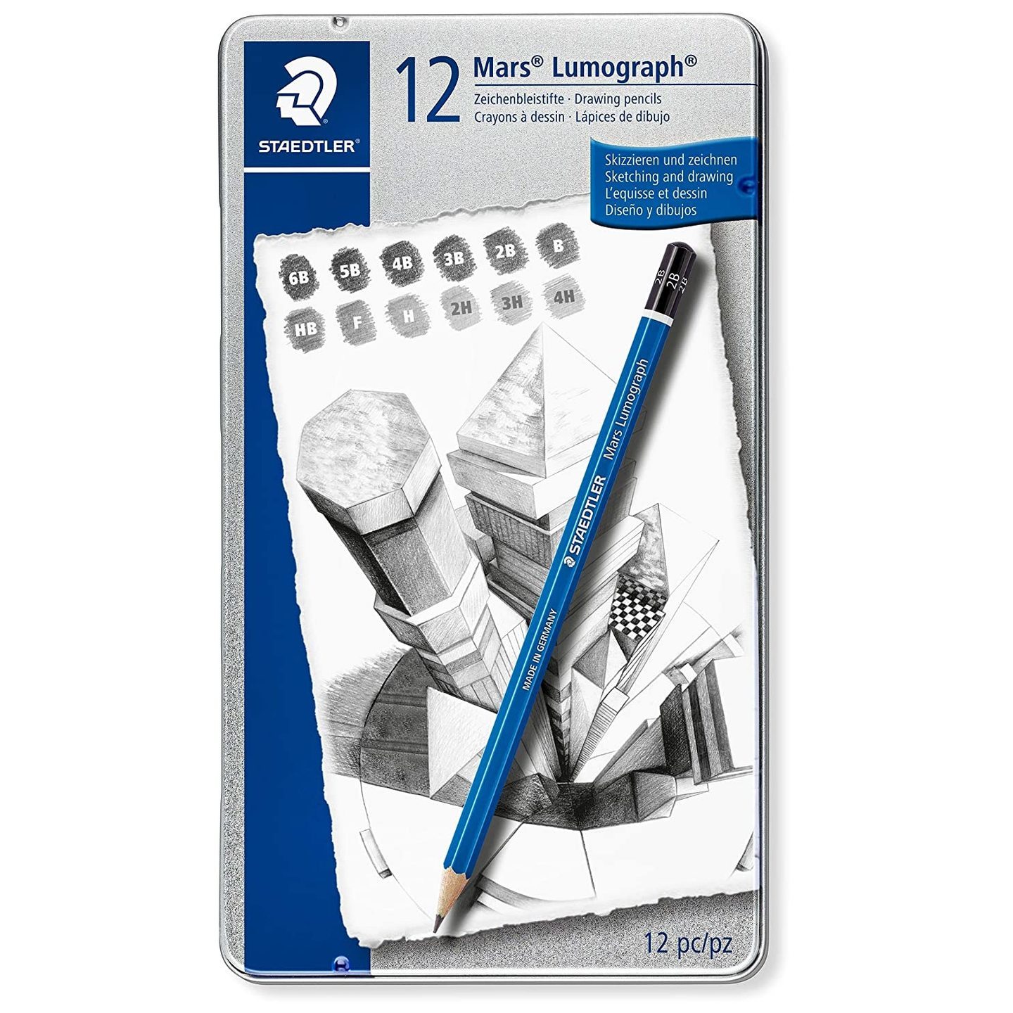 Staedtler Mars Lumograph Drawing Pencil for Design and Drafting - Pack of 12