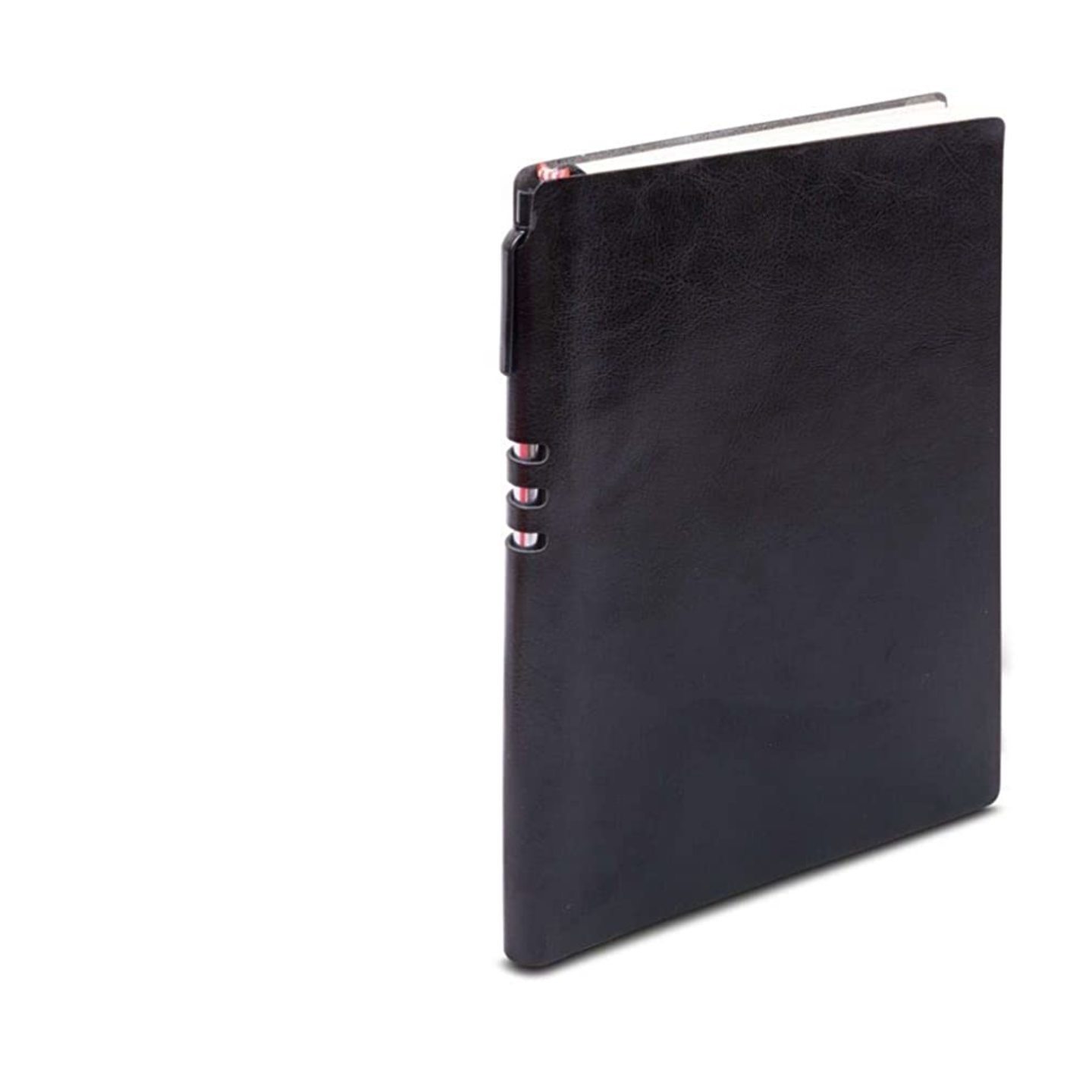 SMKT™ PU Leather Notebook, Soft Bound, A5 (8.5" X 5.5"), Soft Bound A5 Notebook,UNDATED Journal/RULLED 200 Pages, 70 GSM with Pen Holder + Pen (Black) Set of 2