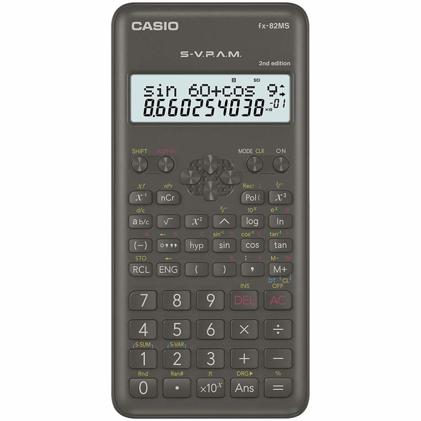 Casio FX-82MS 2nd Gen Non-Programmable Scientific Calculator, 240 Functions and 2-line Display