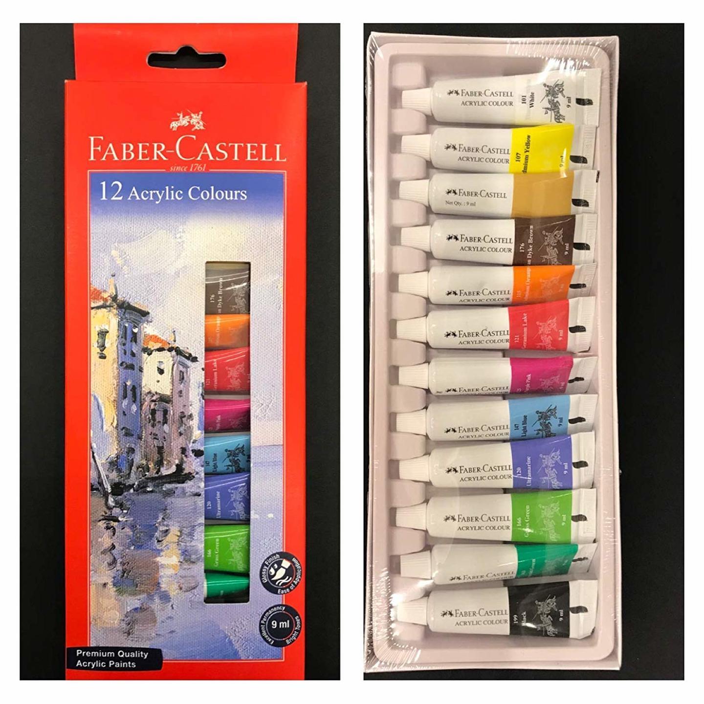 Faber-Castell 149012 Student Acrylic Colour Set - Pack of 12