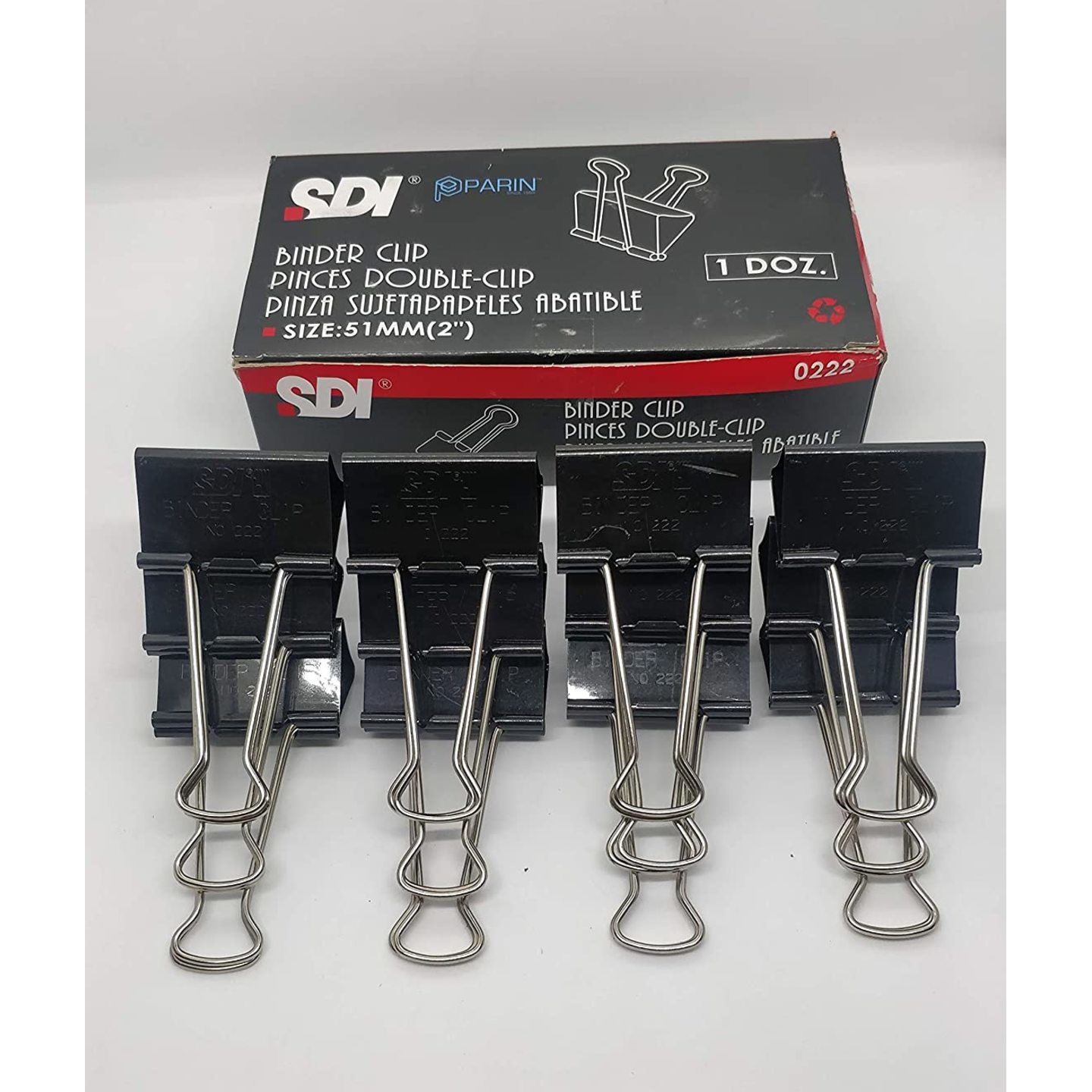 SDI 0222 Binder Clips 51Mm, Sturdy, Durable, High Clamping, Premium Quality, Set of 1 Dozen(12Pc)