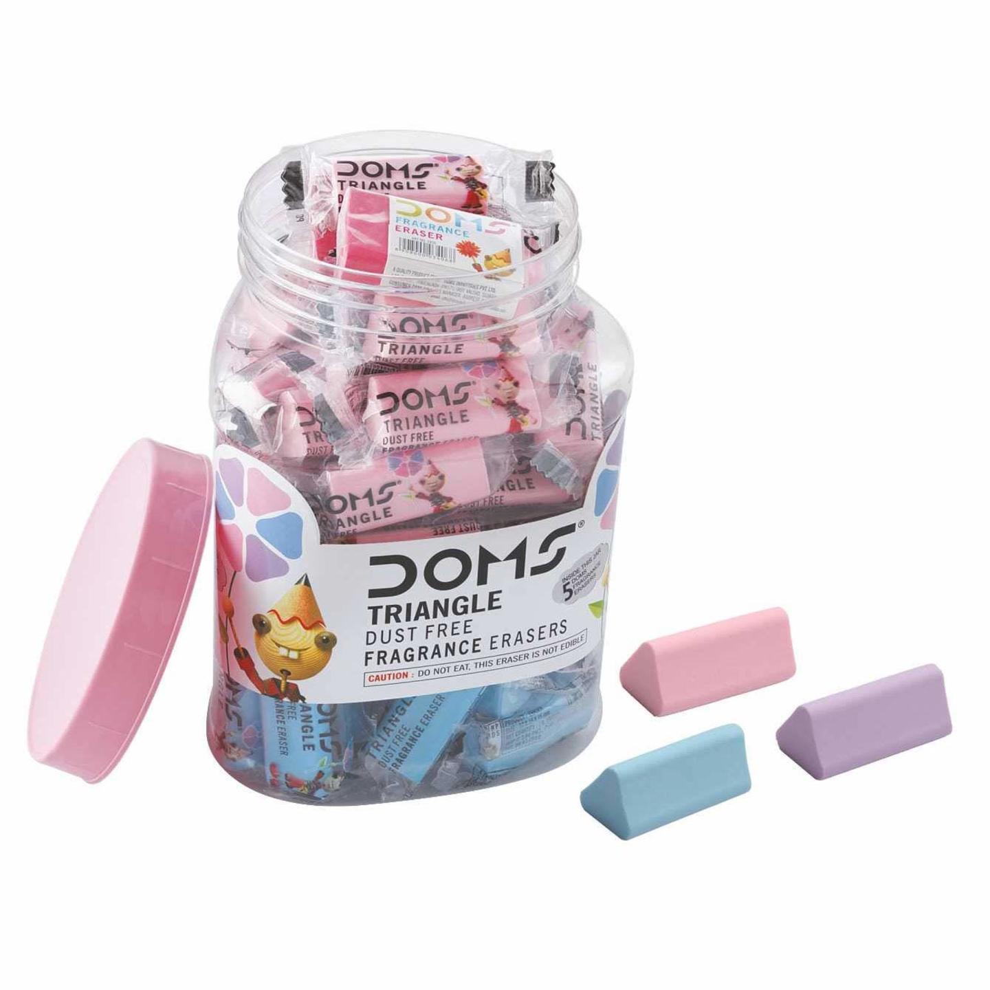 DOMS Triangle Dust Free Fragrance Eraser Jar (50 Pcs)