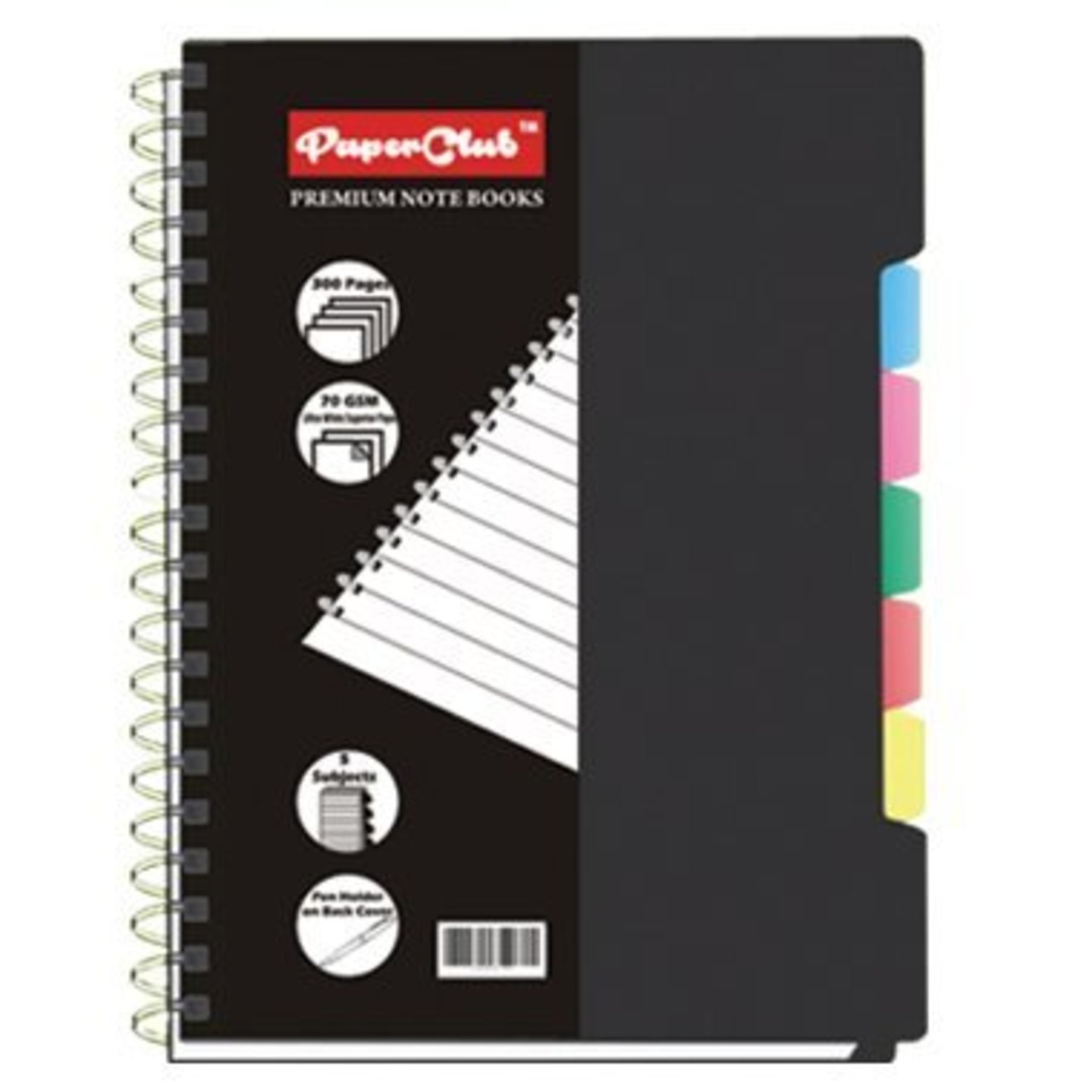 Paper Club WBPP Notebook- A4, Five Subject, 300 Pages, Ruled