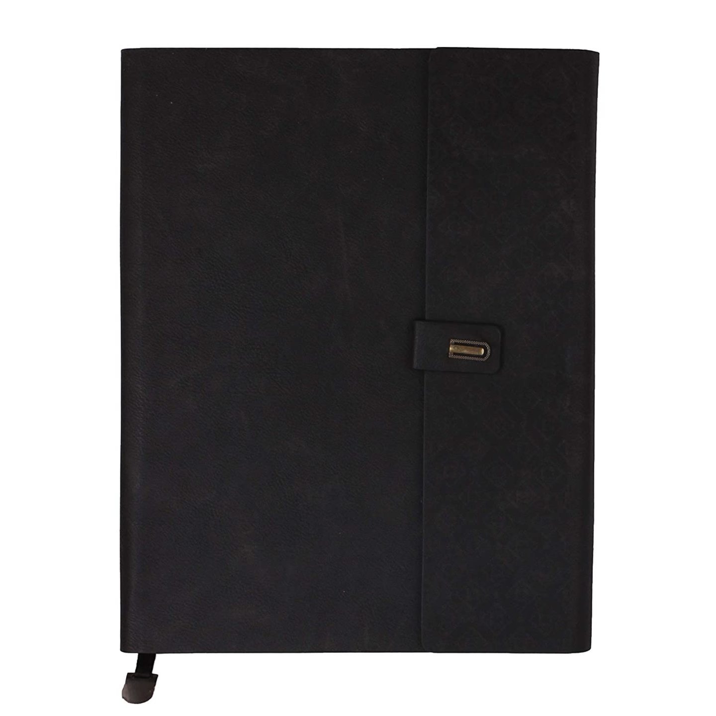SMKTTri-fold Bark Texture Leather Notebook Stylish OrganiserRuled Lined DiaryPlanner for MenWomen with Exquisite Magnetic Buckle Black