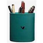 SMKT Pen Stand Round Tumbler Pen Pencil Holder Luxury Stylish Designer Pen Stand in Vegan Leather Best Showpiece for Reception-Welcome Desk 4 inch Long