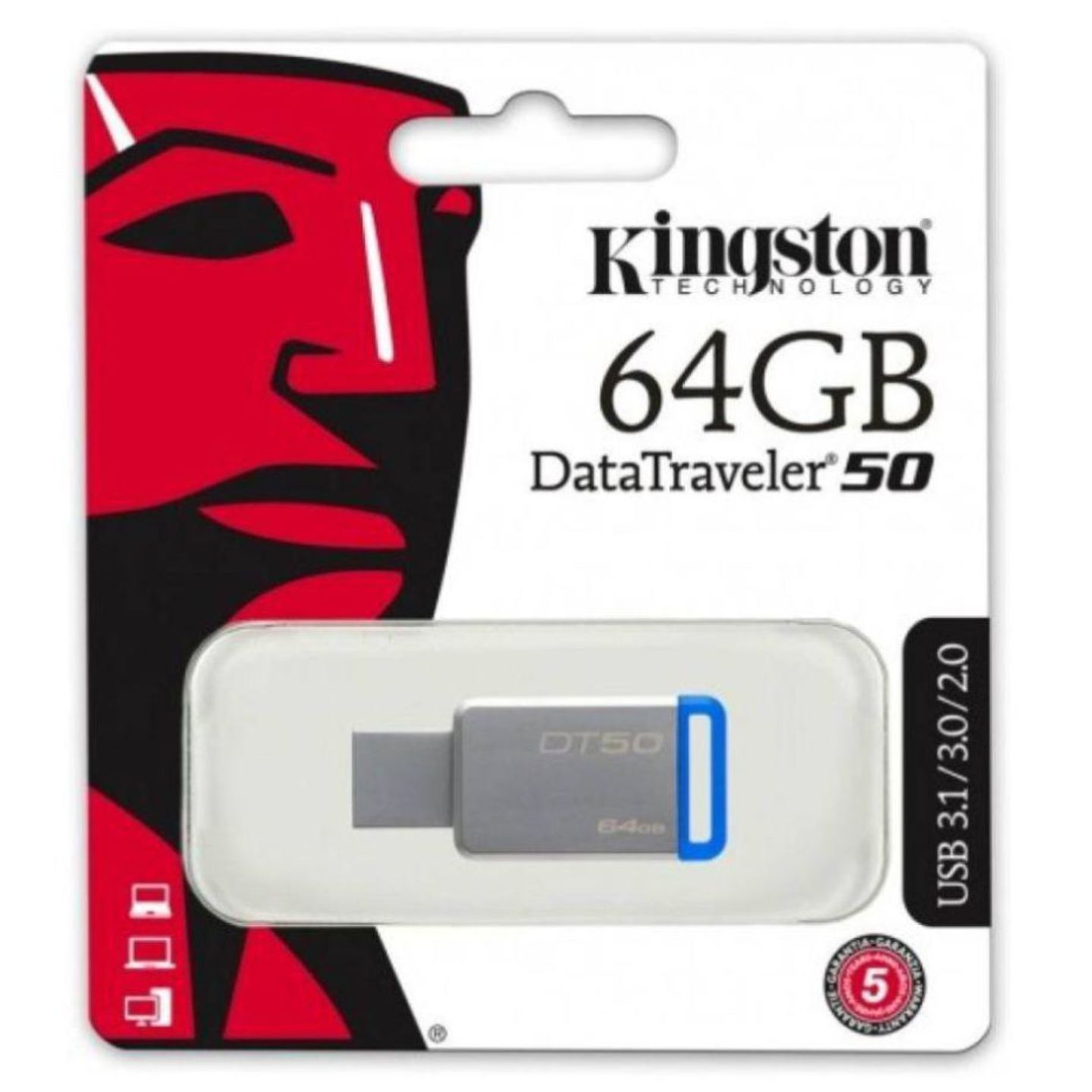 Kingston 64GB Pen Drive, 3.0, DT50, Metal