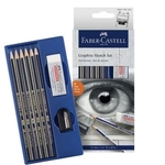 Faber-Castell Graphite Sketch Pencil with Sharpener and Eraser 6 Pencils