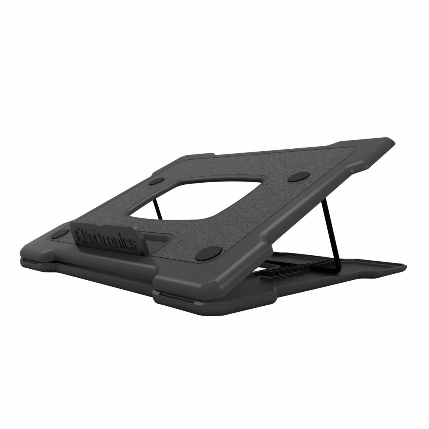 Portronics My Buddy Hexa III, a Portable Foldable Laptop Stand, Air Ventilated, 12 Angle Adjustment, for 12 to 18 Inch Laptops (Black)