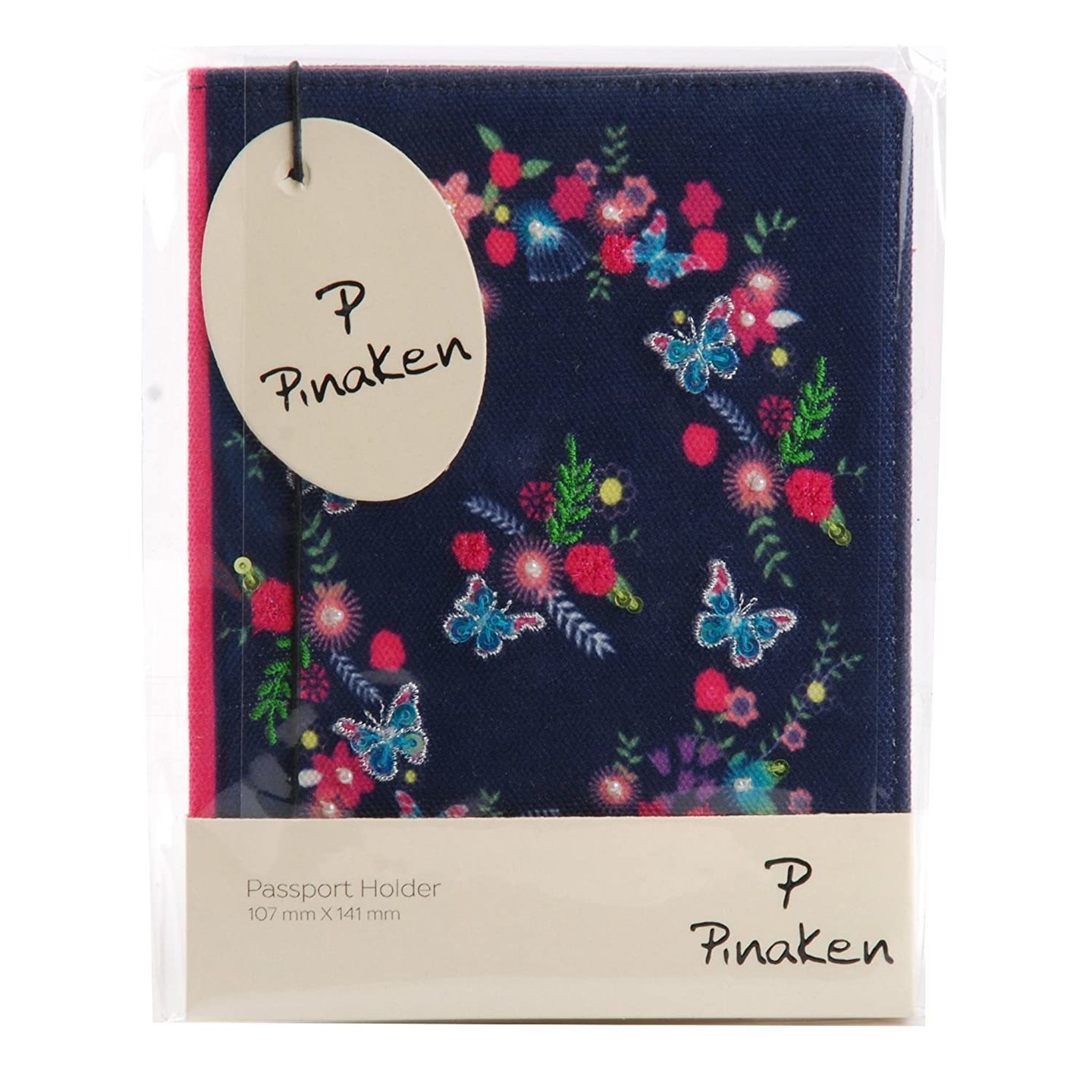 Pinaken Women and Girls Travel Wallet Passport Holder (Butterfly Bloom, Canvas)