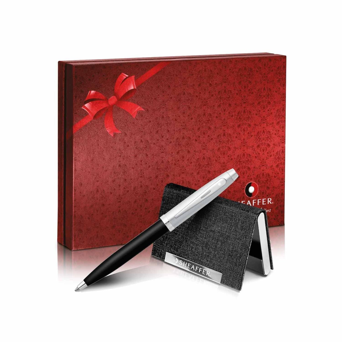 SHEAFFER 9313 Black Barrel Ballpoint Pen and Business Card Holder Gift Set