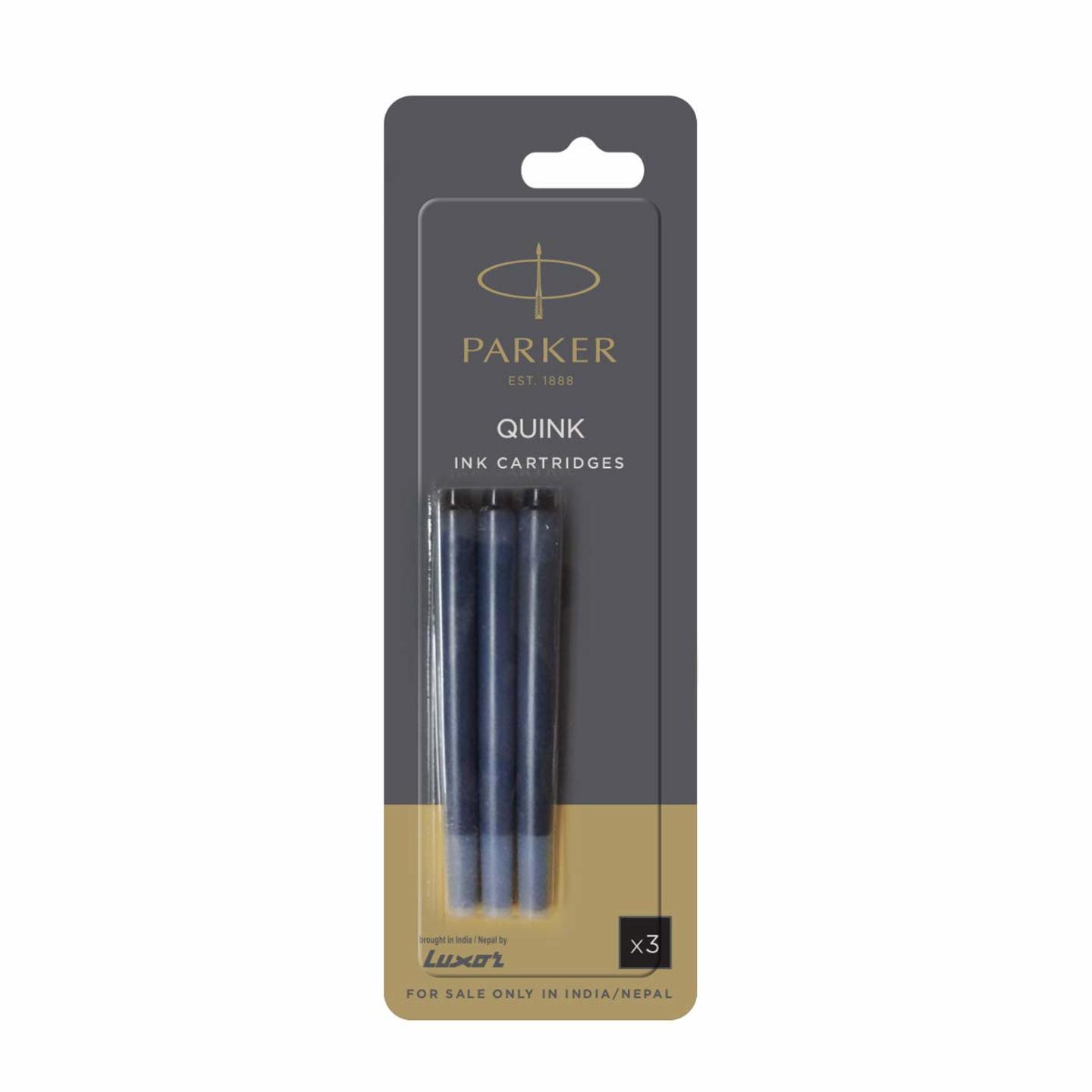 Parker Quink Ink Cartridges - Fountain Pen - Pack of 3