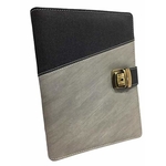 SMKT 2021 Dated Handy Executive Organizer-PlannerAntique Lock Designer 2 Tone Faux LeatherA5 Size 6 Ring BinderPlanner, Diary, Card-Document Holder for ConferenceMeeting with Pen E-517-Grey