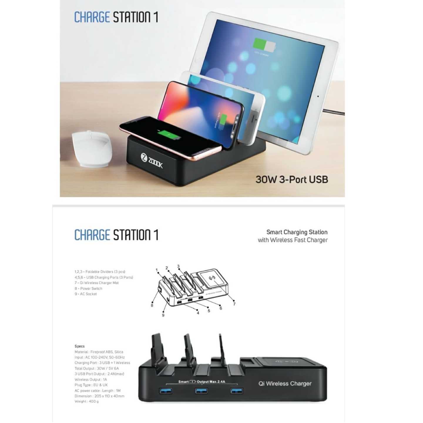 ZF-Charge Station 1 -3 port USB HUB