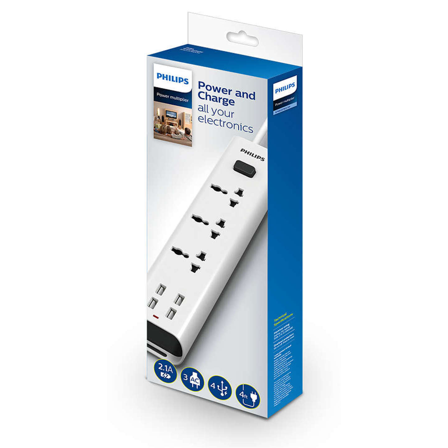 Philips S 3 Socket Extension Boards  (White)