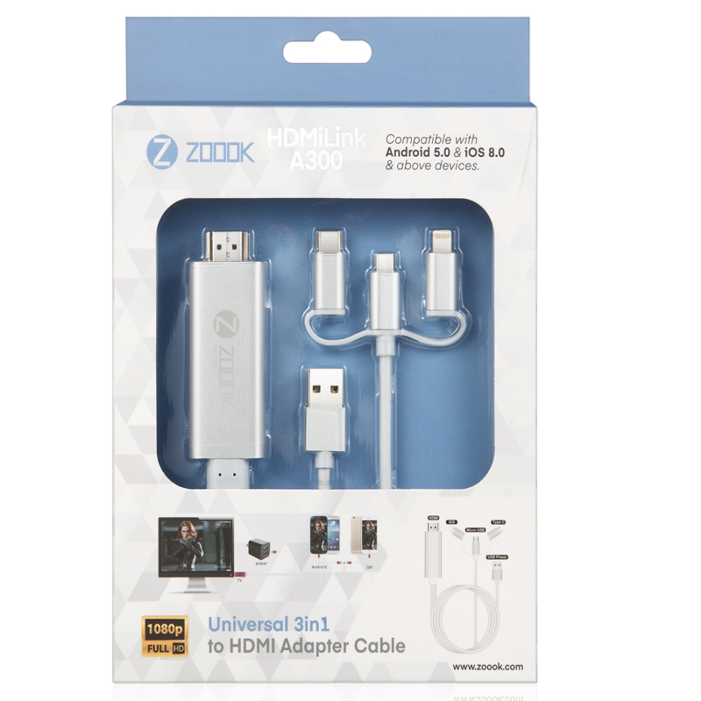 Zook HDMiLink A300 Universal 3 in1 to HDMI Adapter Cable